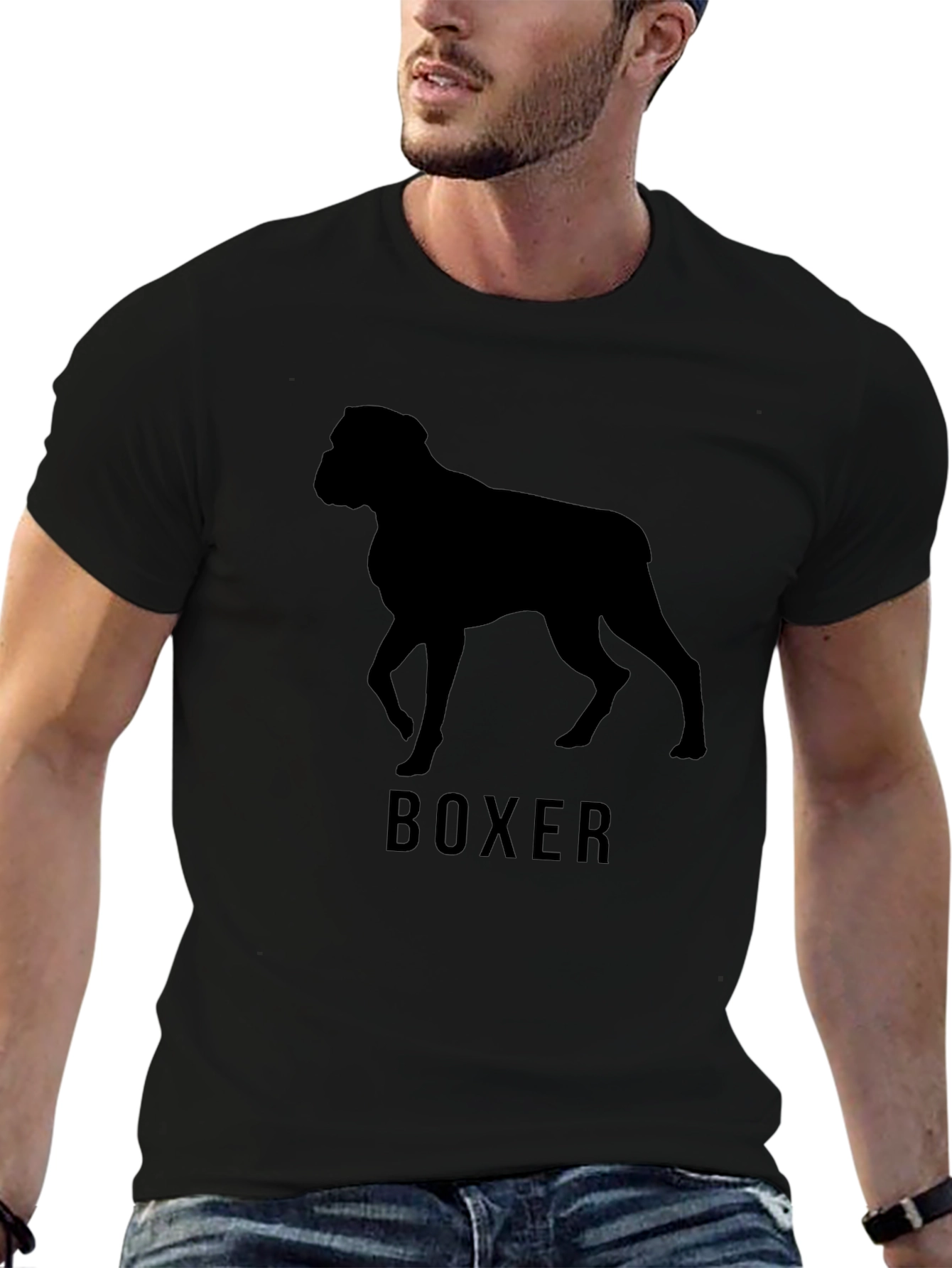 Boxer Dog Silhouette T-Shirt - Classic Crew Neck Tee