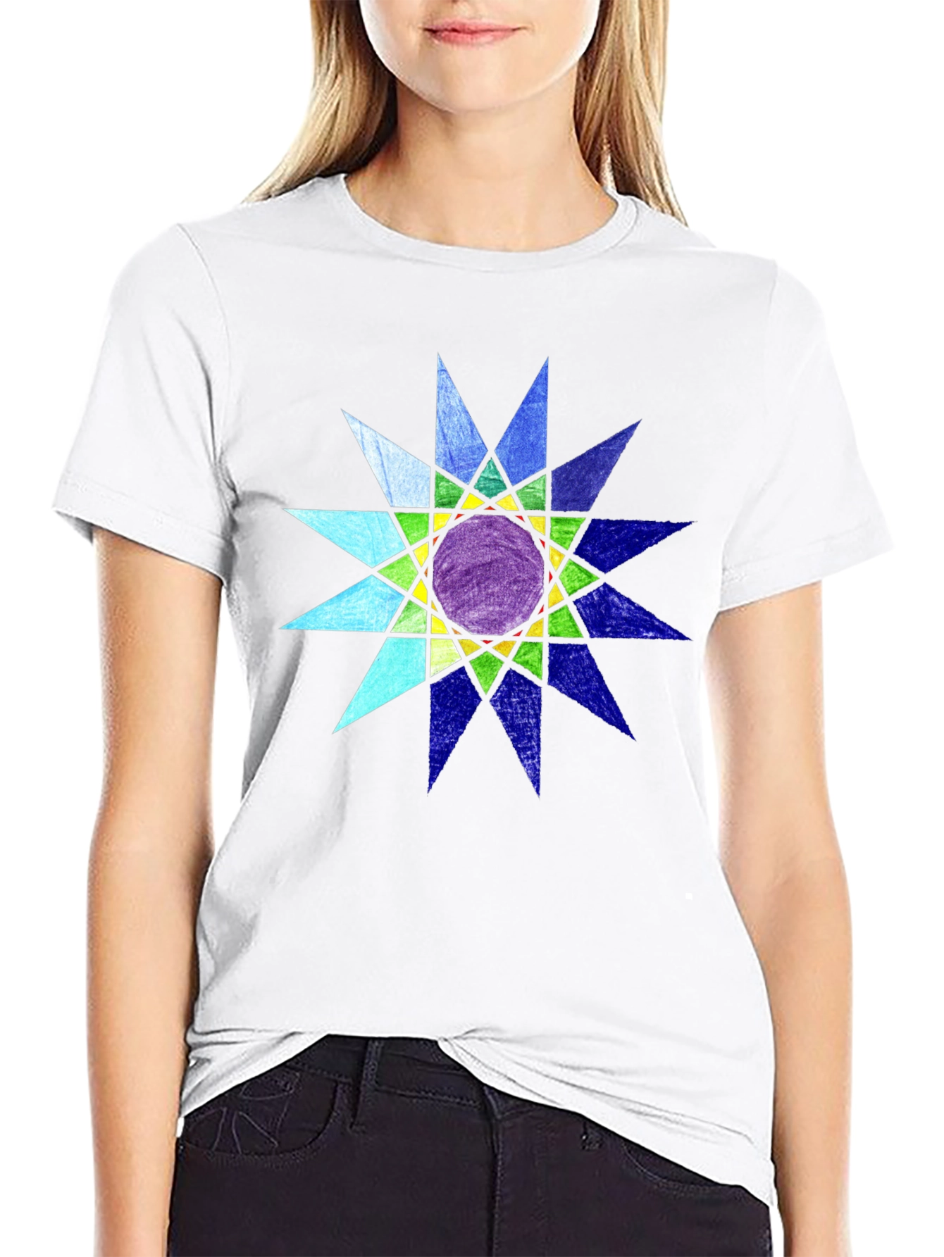 Geometric Starburst Graphic Black T-Shirt