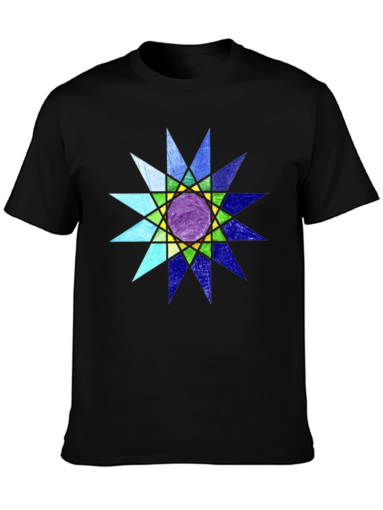 Geometric Starburst Graphic Black T-Shirt