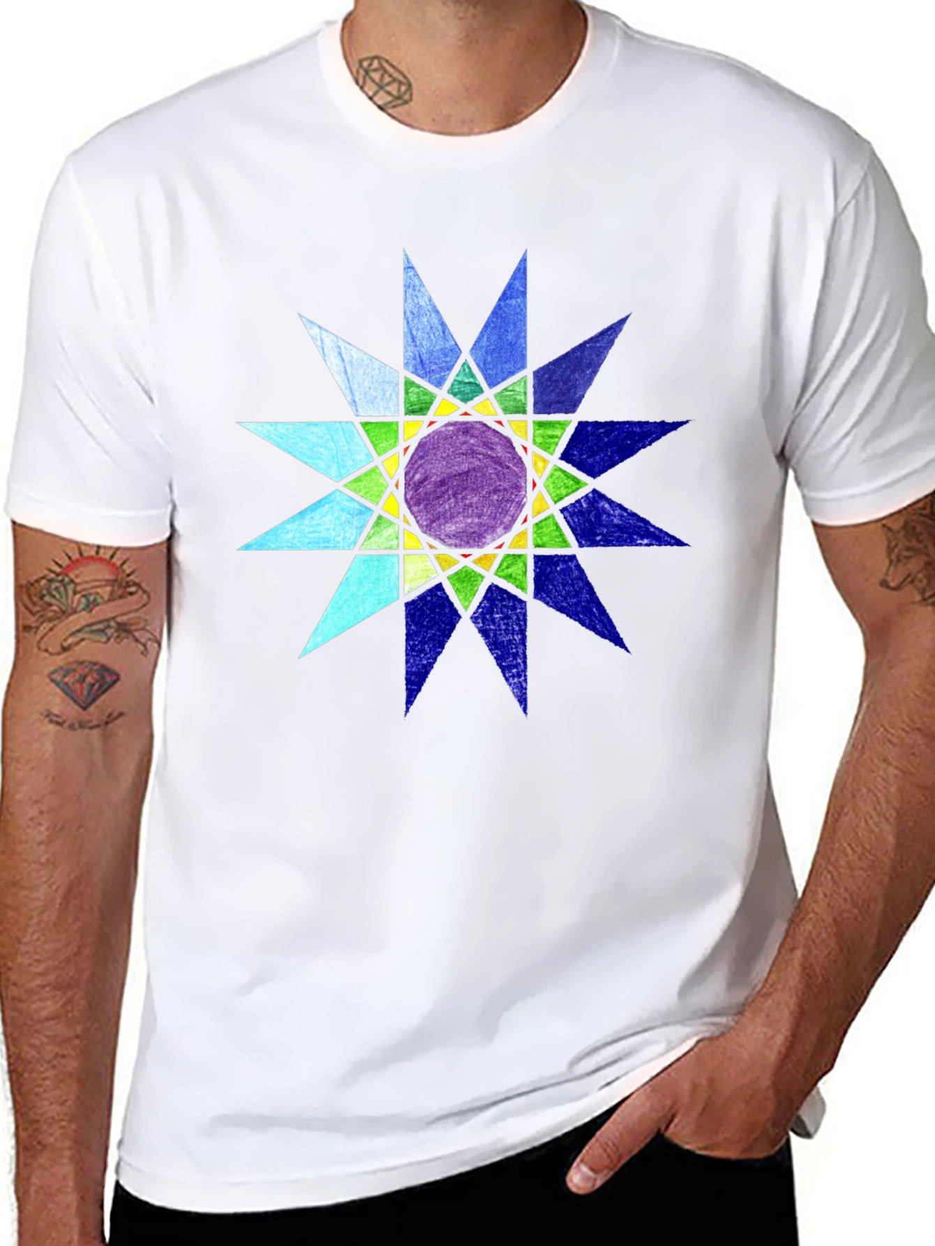 Geometric Starburst Graphic Black T-Shirt