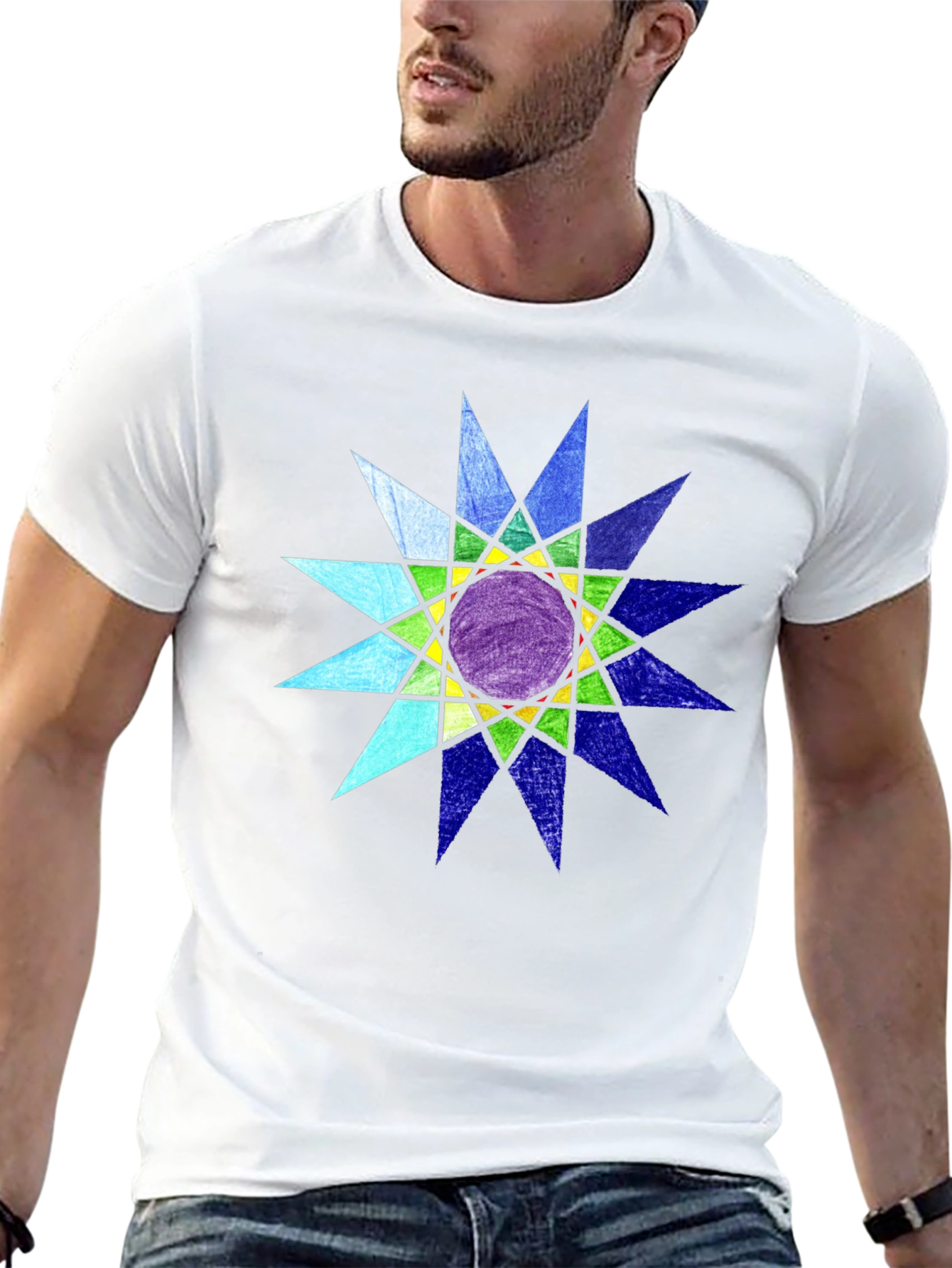Geometric Starburst Graphic Black T-Shirt