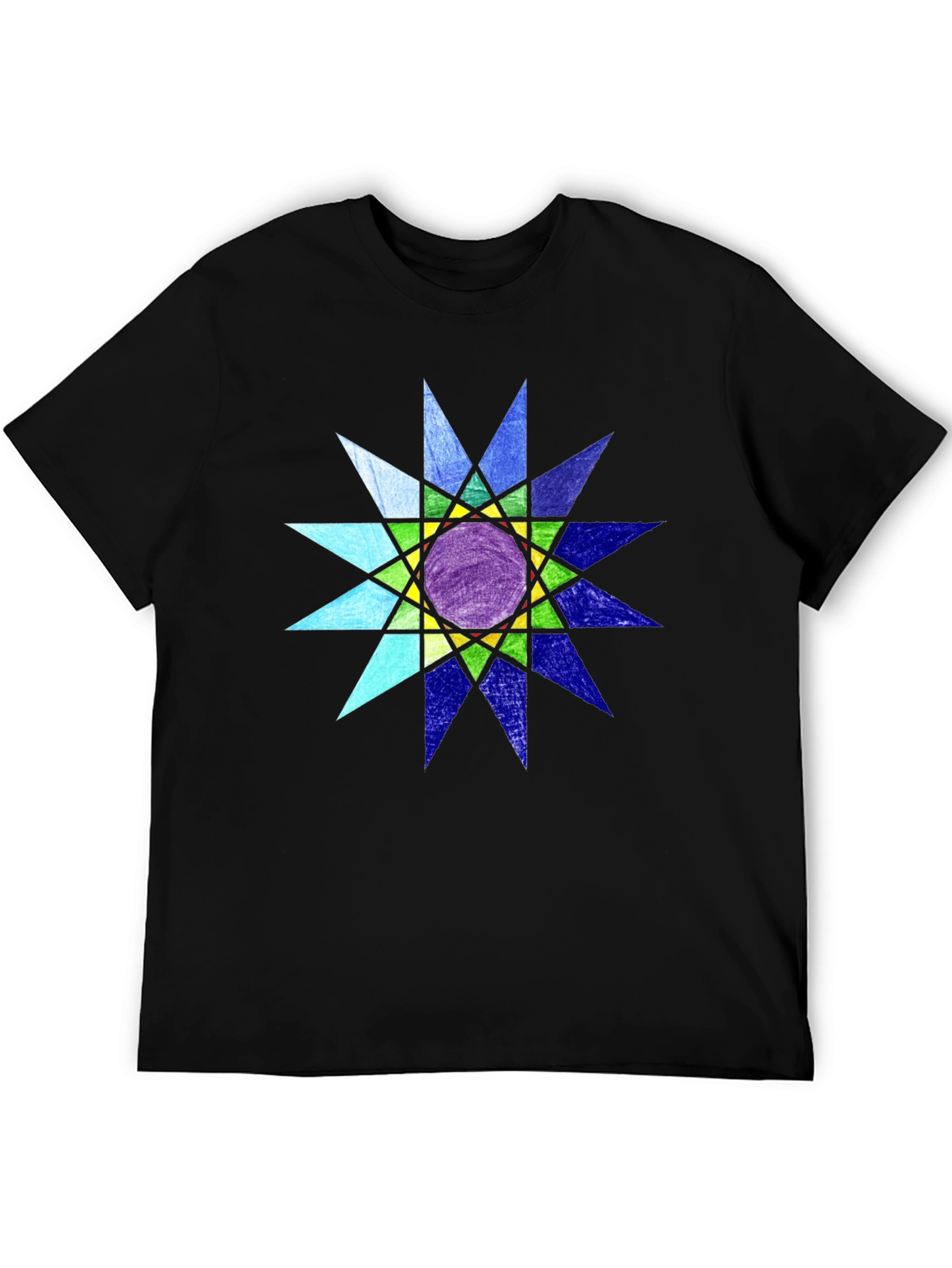 Geometric Starburst Graphic Black T-Shirt