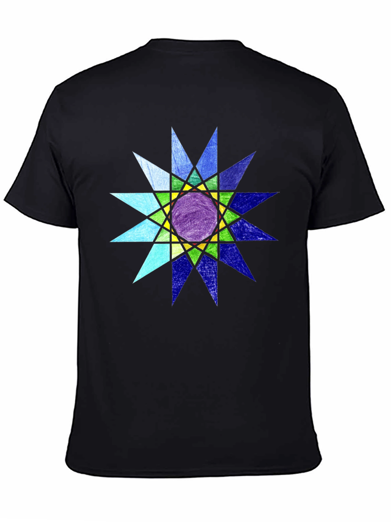 Geometric Starburst Graphic Black T-Shirt