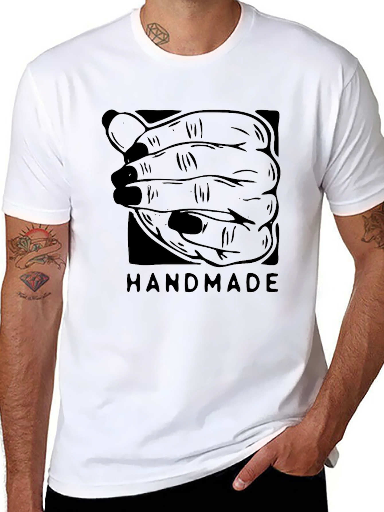 Handmade Graphic Tee - Black Cotton