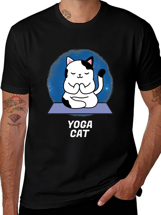 Yoga Cat Graphic T-Shirt - Meditating Feline Tee