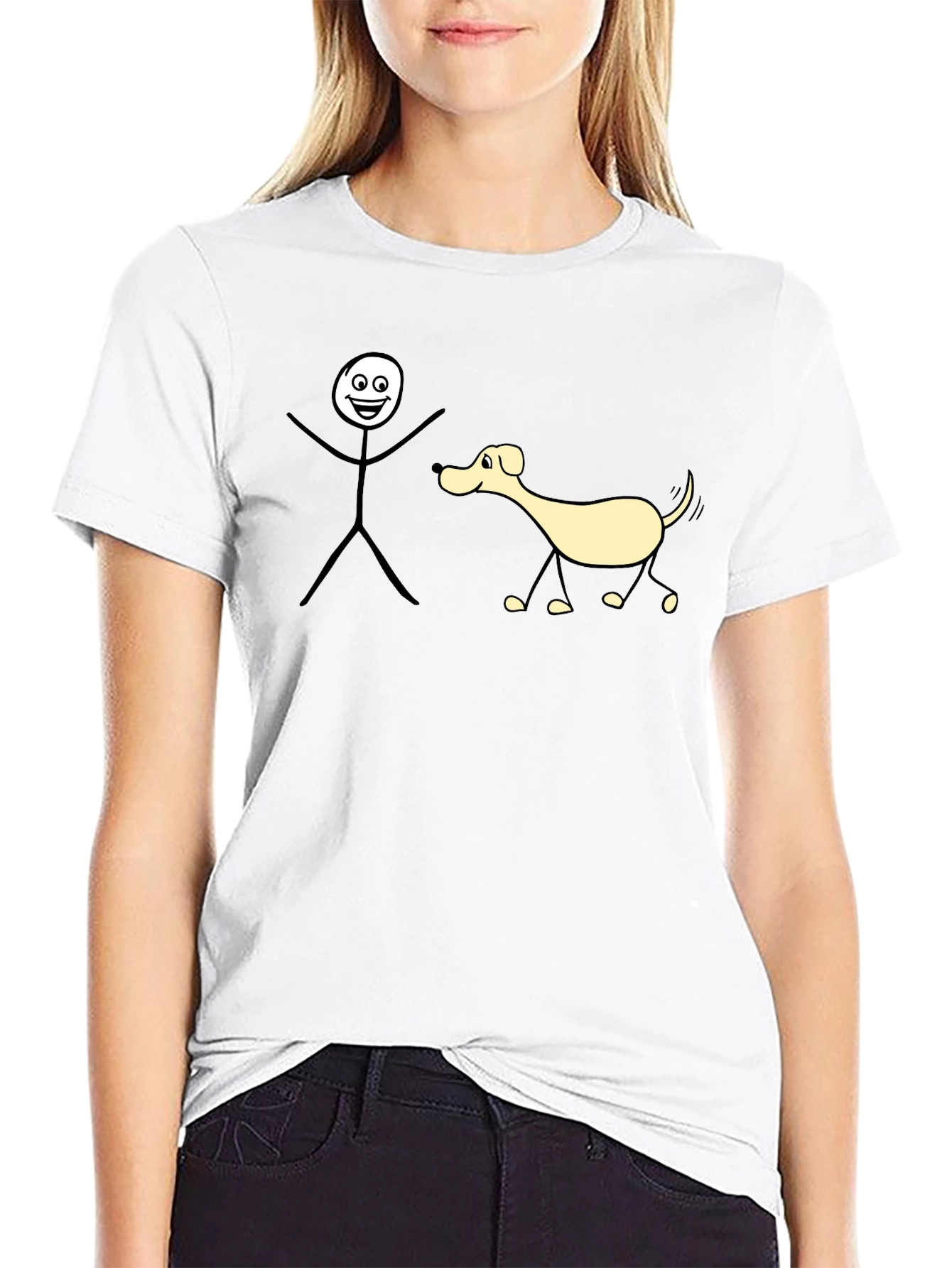 Funny Stick Figure Dog Walk T-Shirt