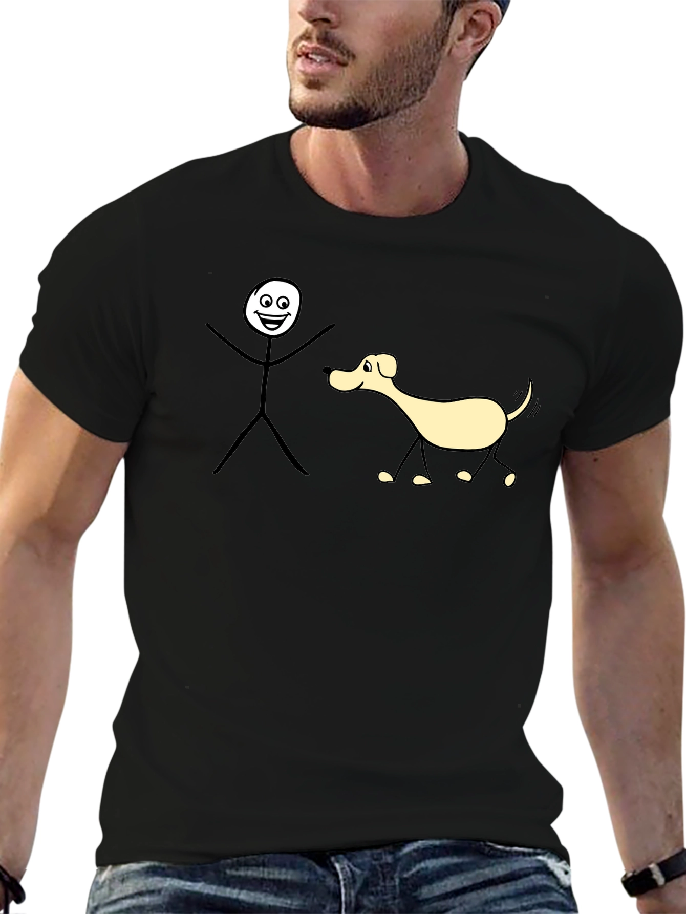 Funny Stick Figure Dog Walk T-Shirt