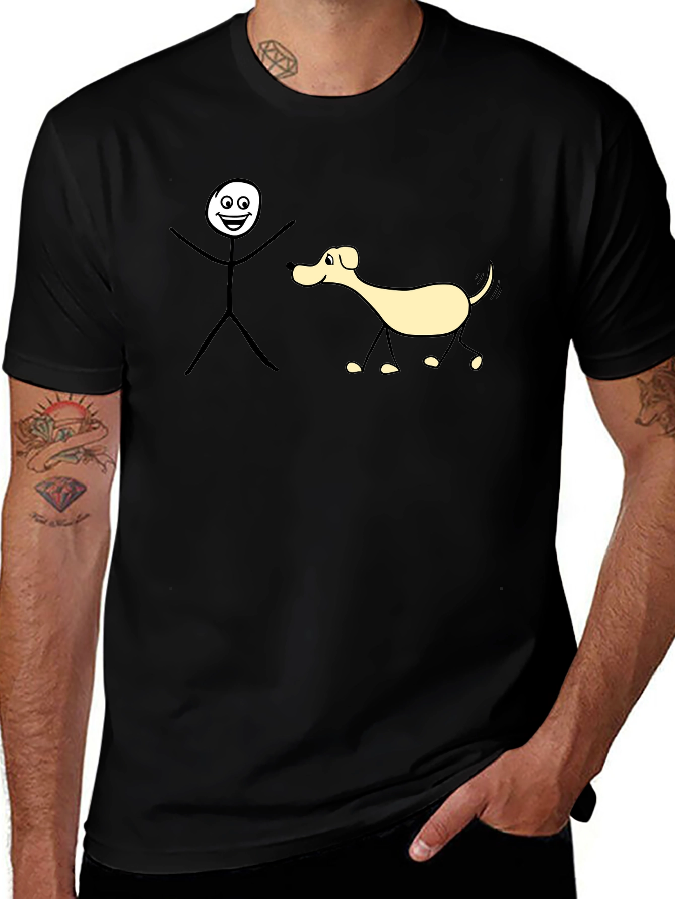 Funny Stick Figure Dog Walk T-Shirt