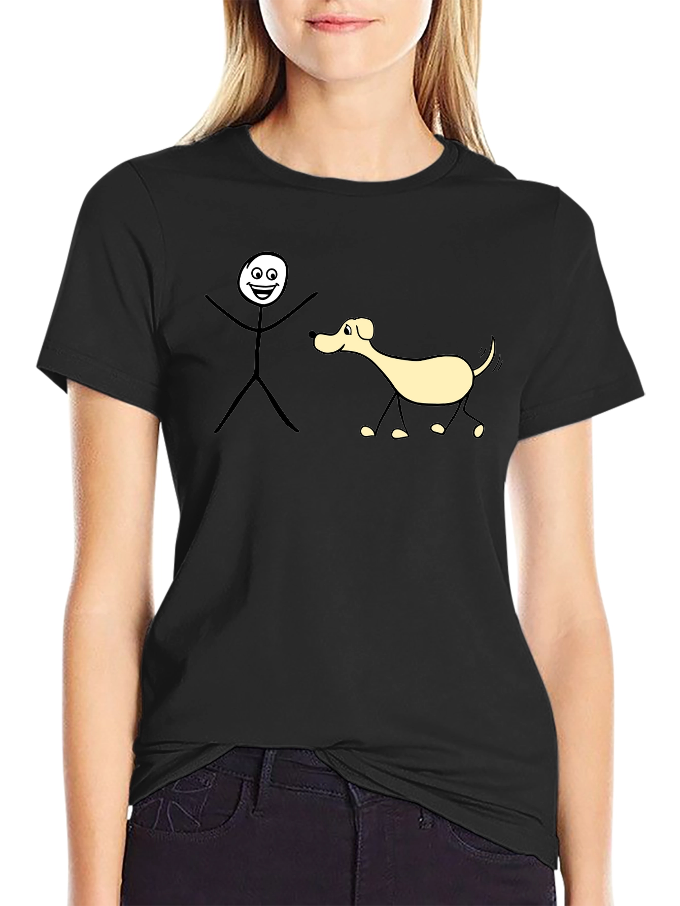 Funny Stick Figure Dog Walk T-Shirt
