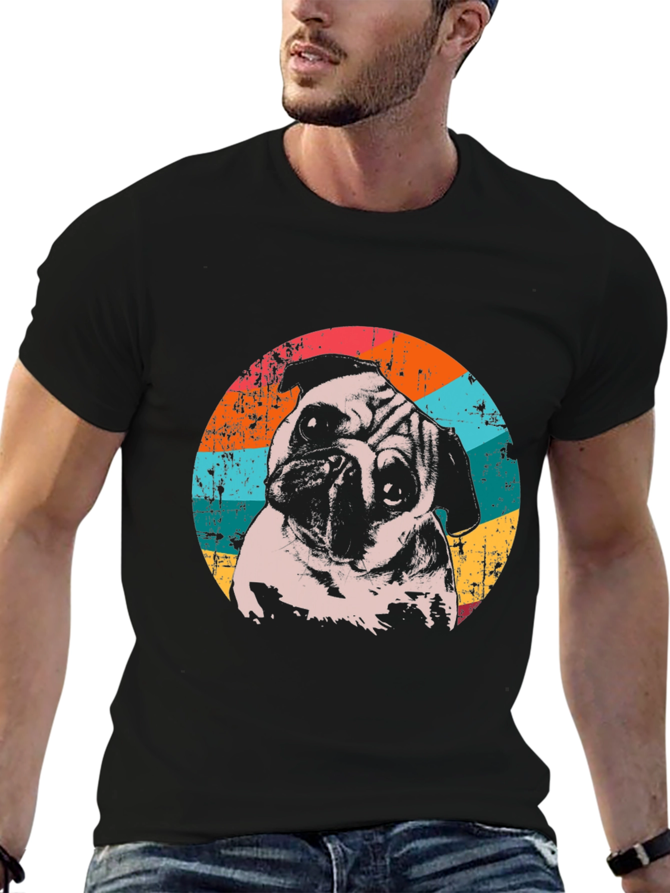 Retro Pug Graphic T-Shirt - Unique Dog Lover Tee