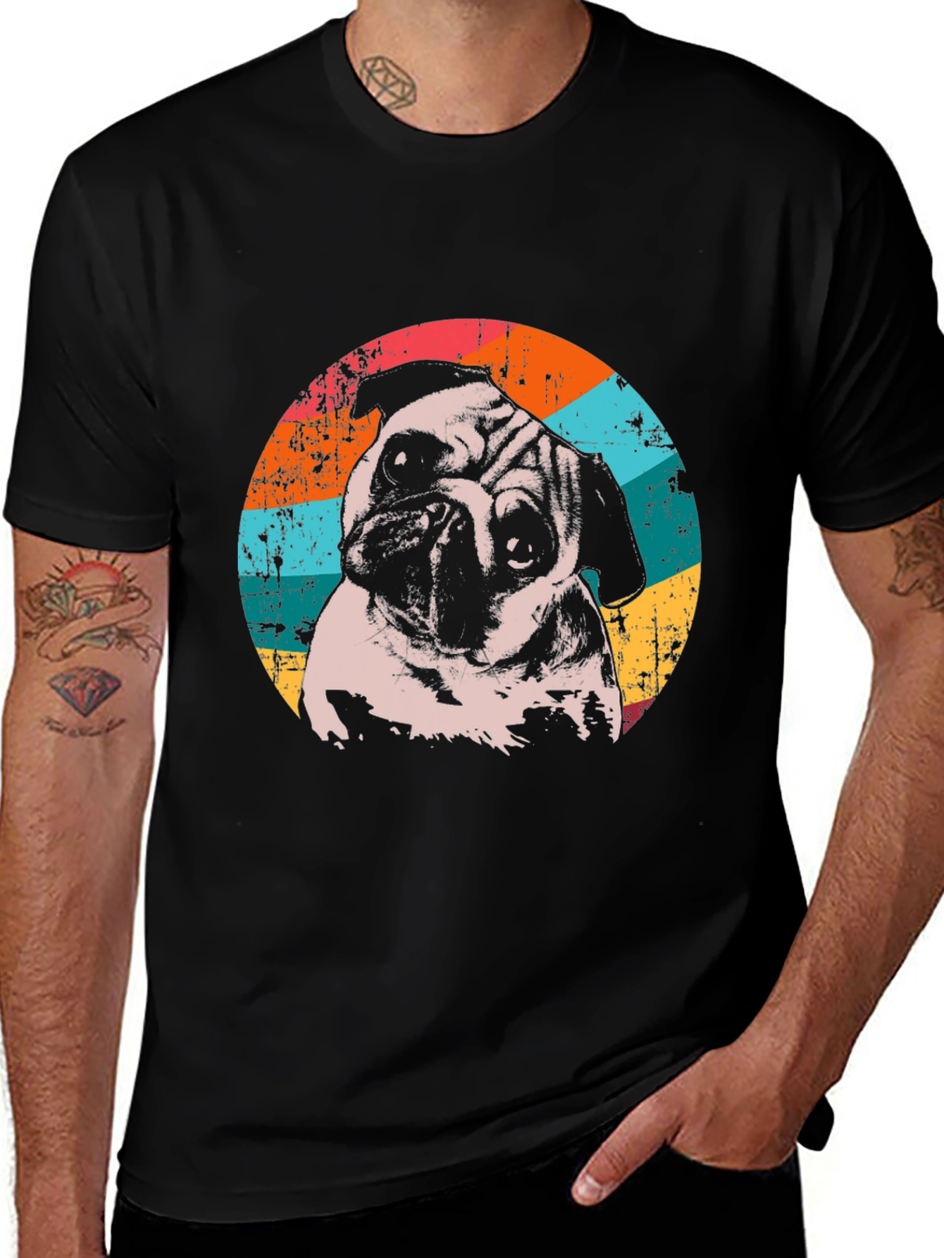 Retro Pug Graphic T-Shirt - Unique Dog Lover Tee