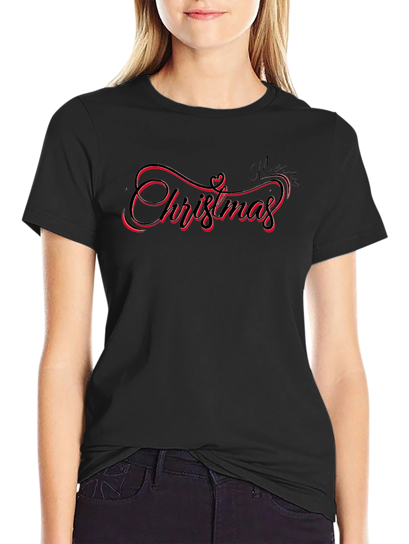 Christmas Script Black T-Shirt
