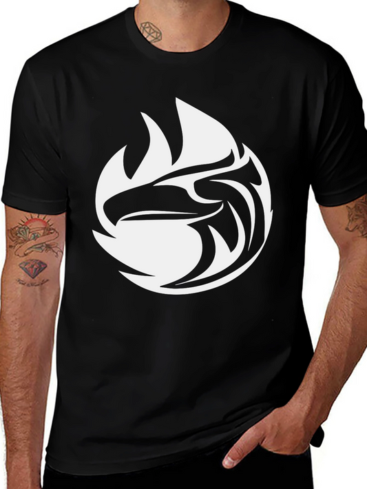 Black Tee with White Eagle Graphic