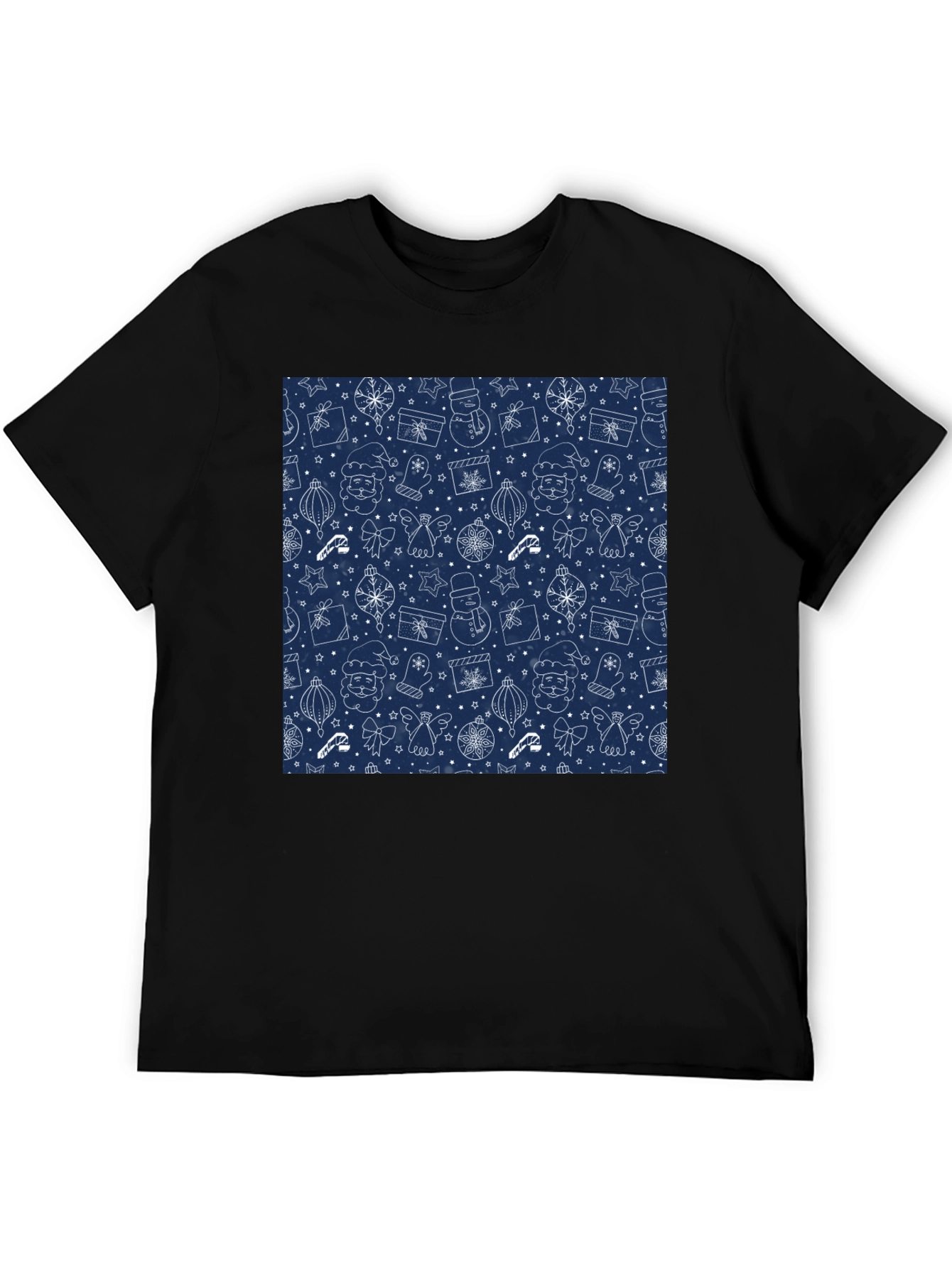 Festive Holiday Print T-Shirt - Mens Black Tee