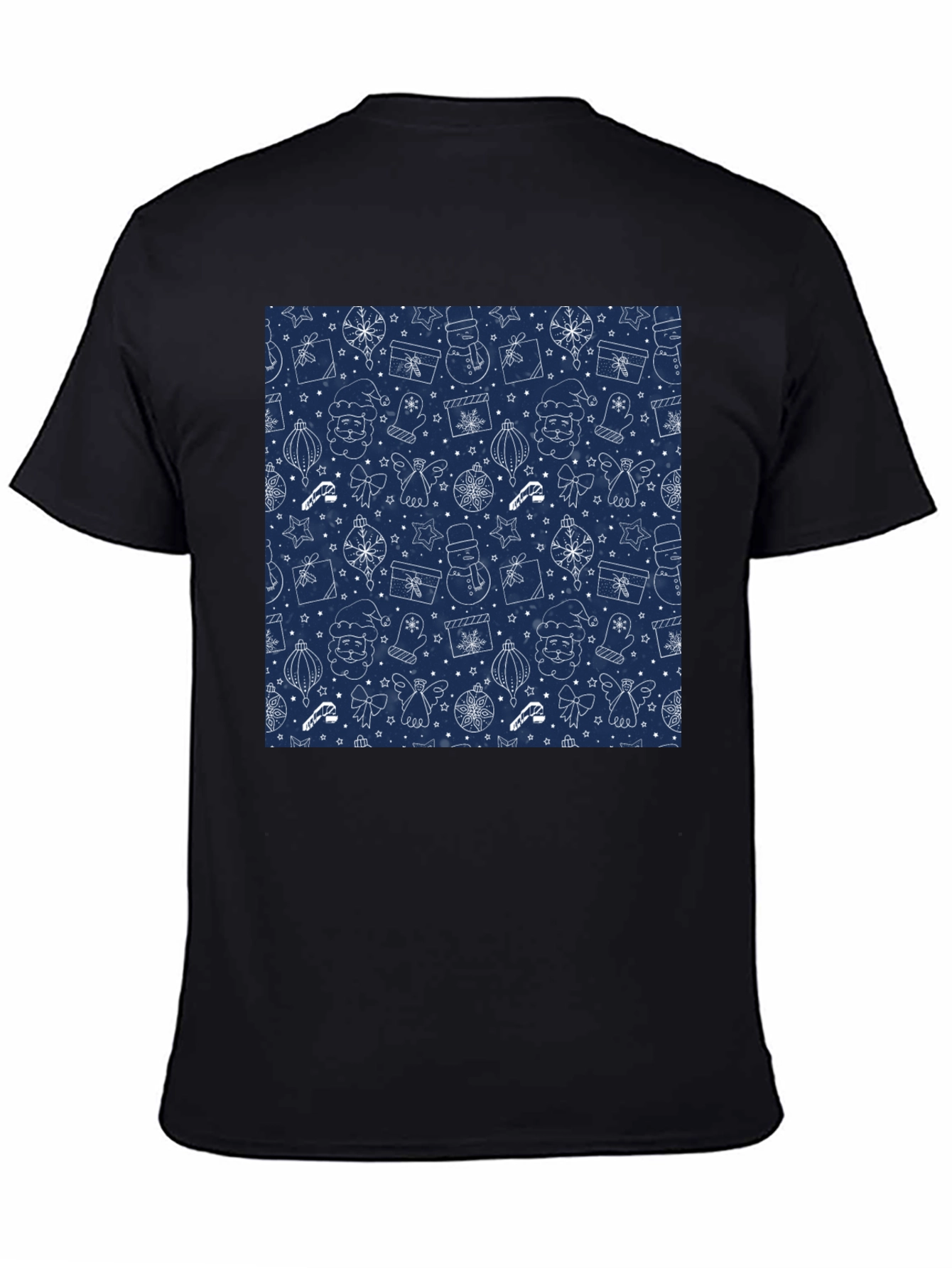Festive Holiday Print T-Shirt - Mens Black Tee