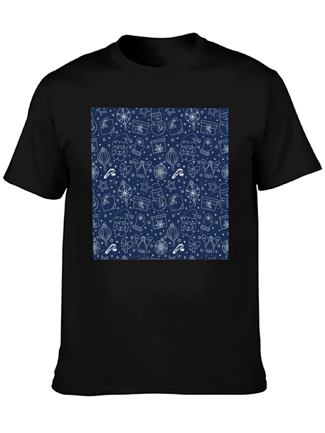 Festive Holiday Print T-Shirt - Mens Black Tee