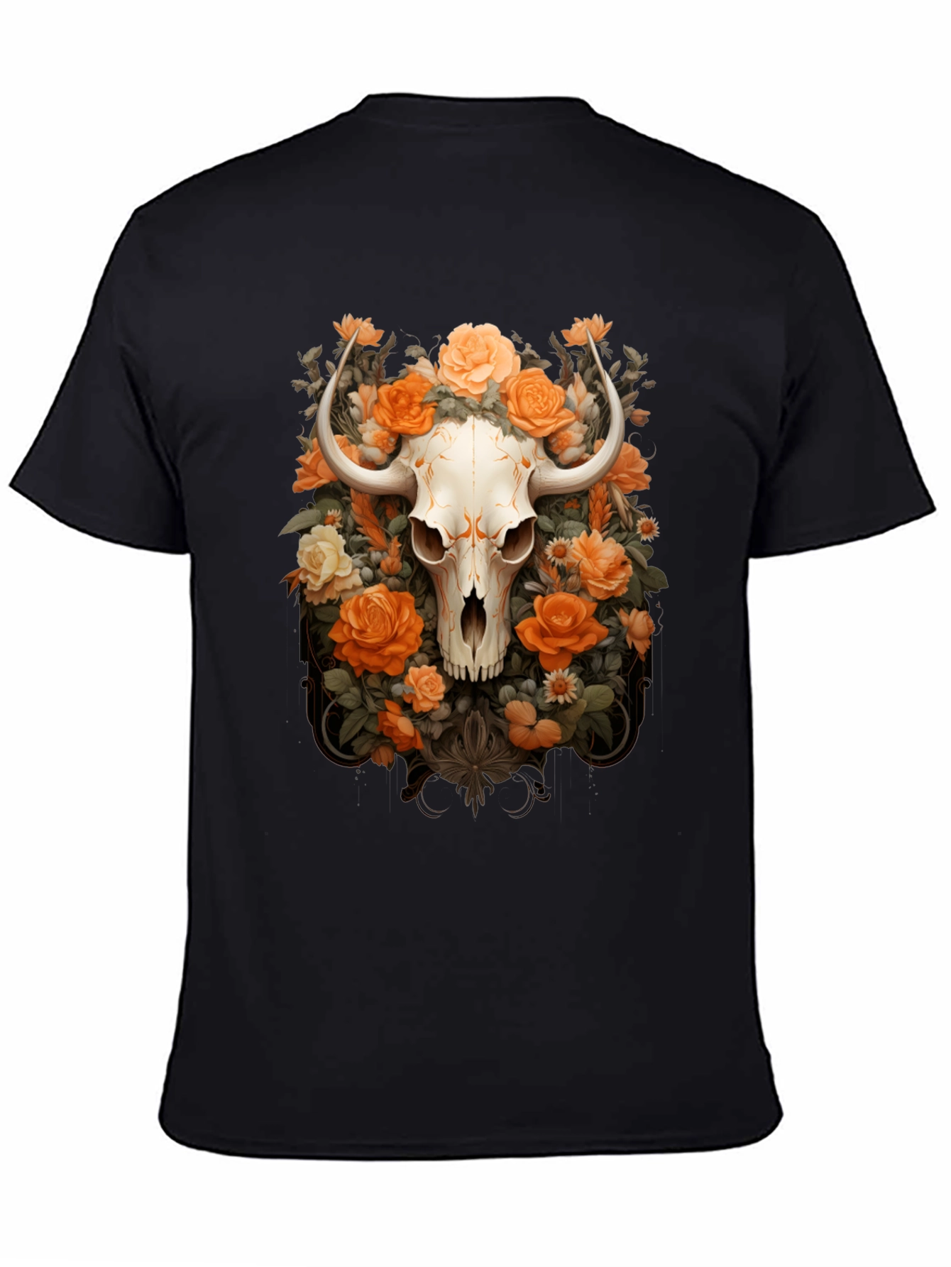 Floral Skull Graphic Tee - Unique Design