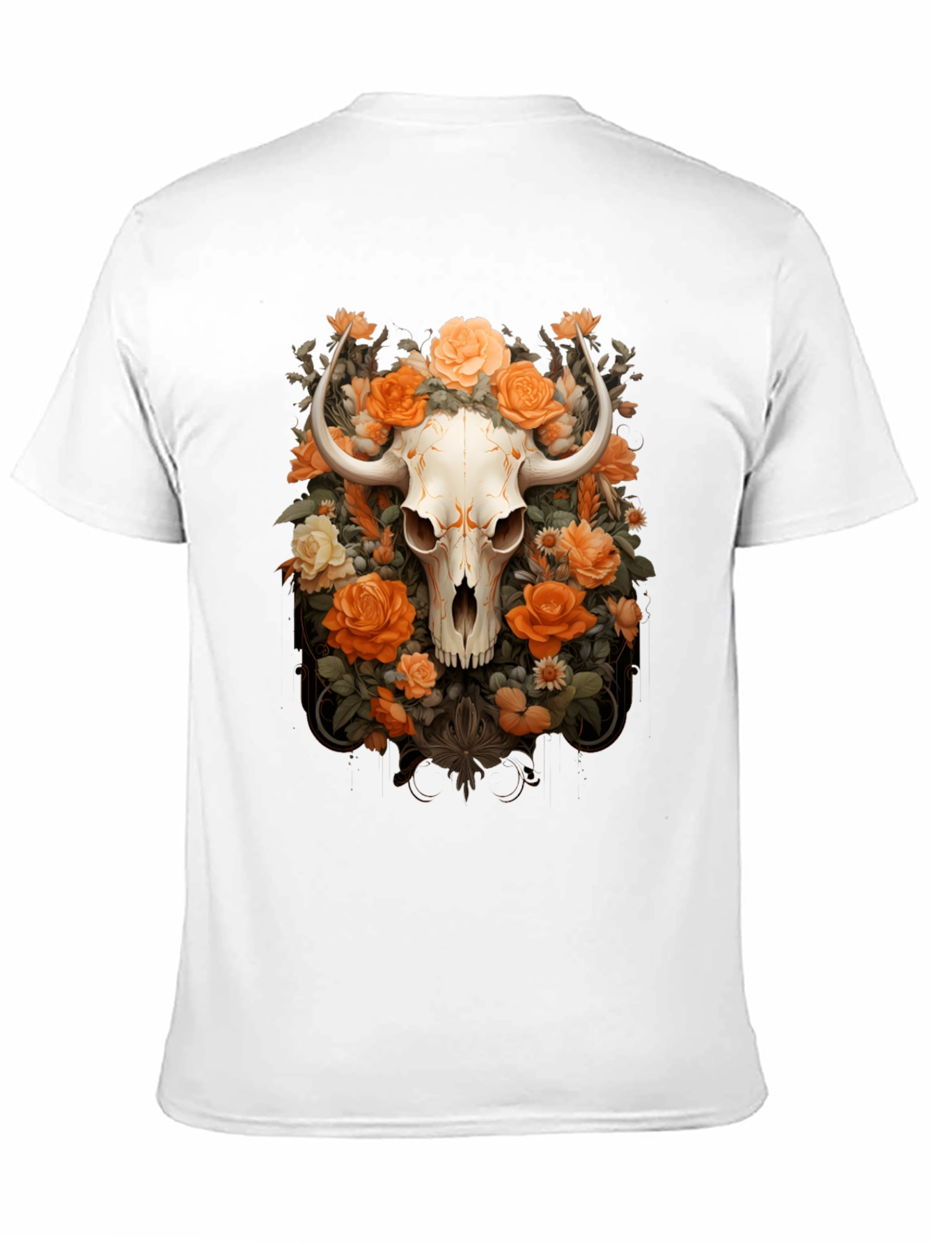 Floral Skull Graphic Tee - Unique Design