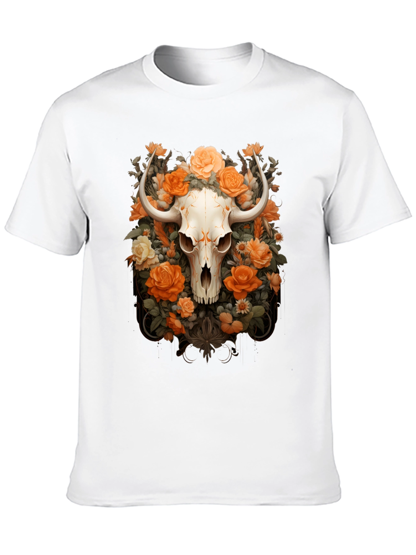 Floral Skull Graphic Tee - Unique Design