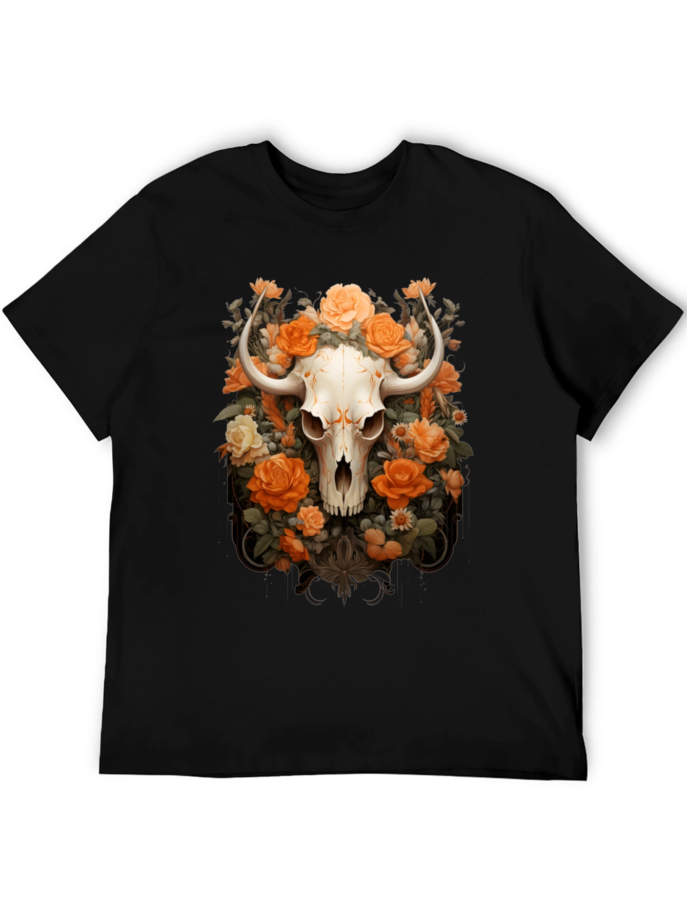 Floral Skull Graphic Tee - Unique Design