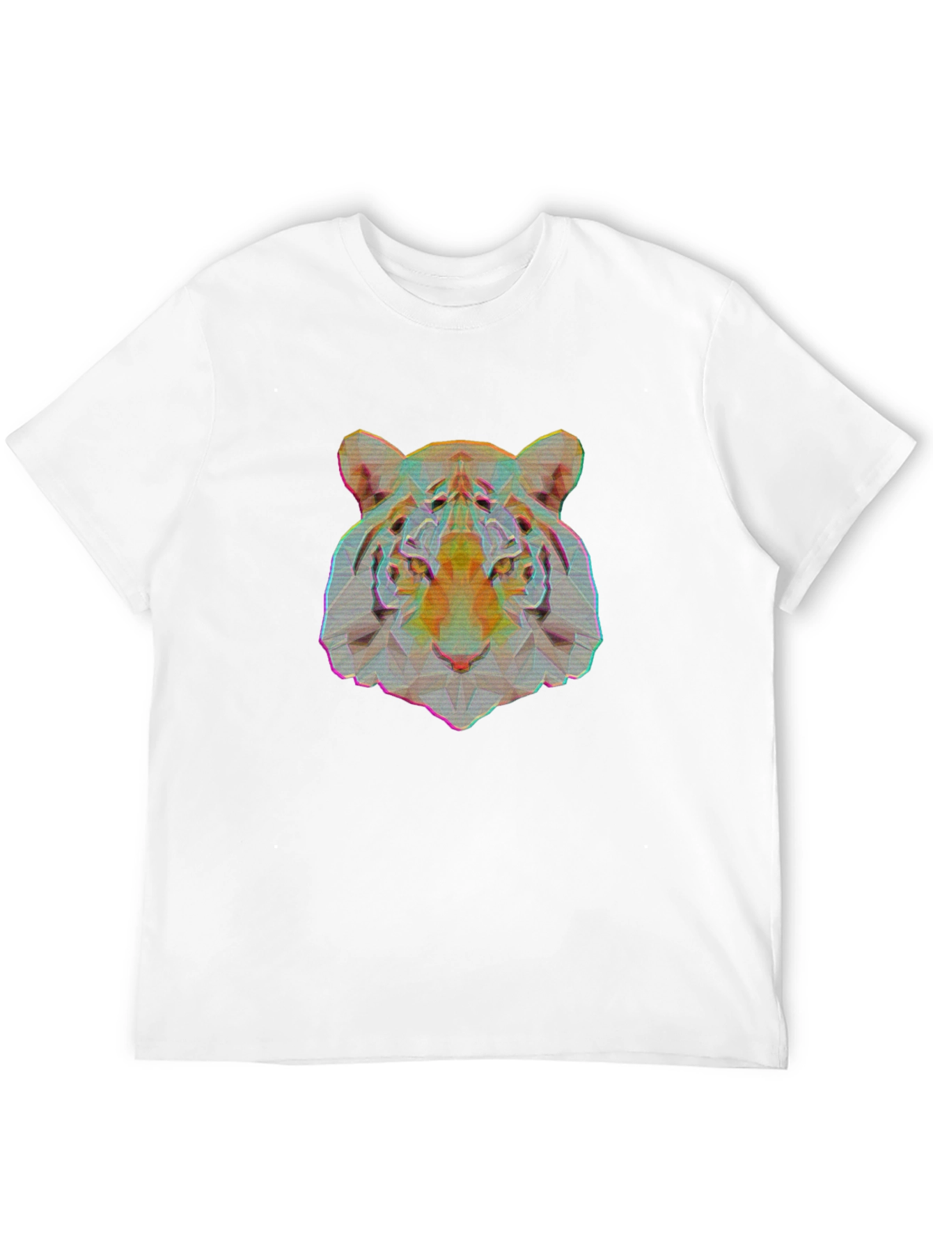Geometric Tiger Graphic Print Black T-Shirt