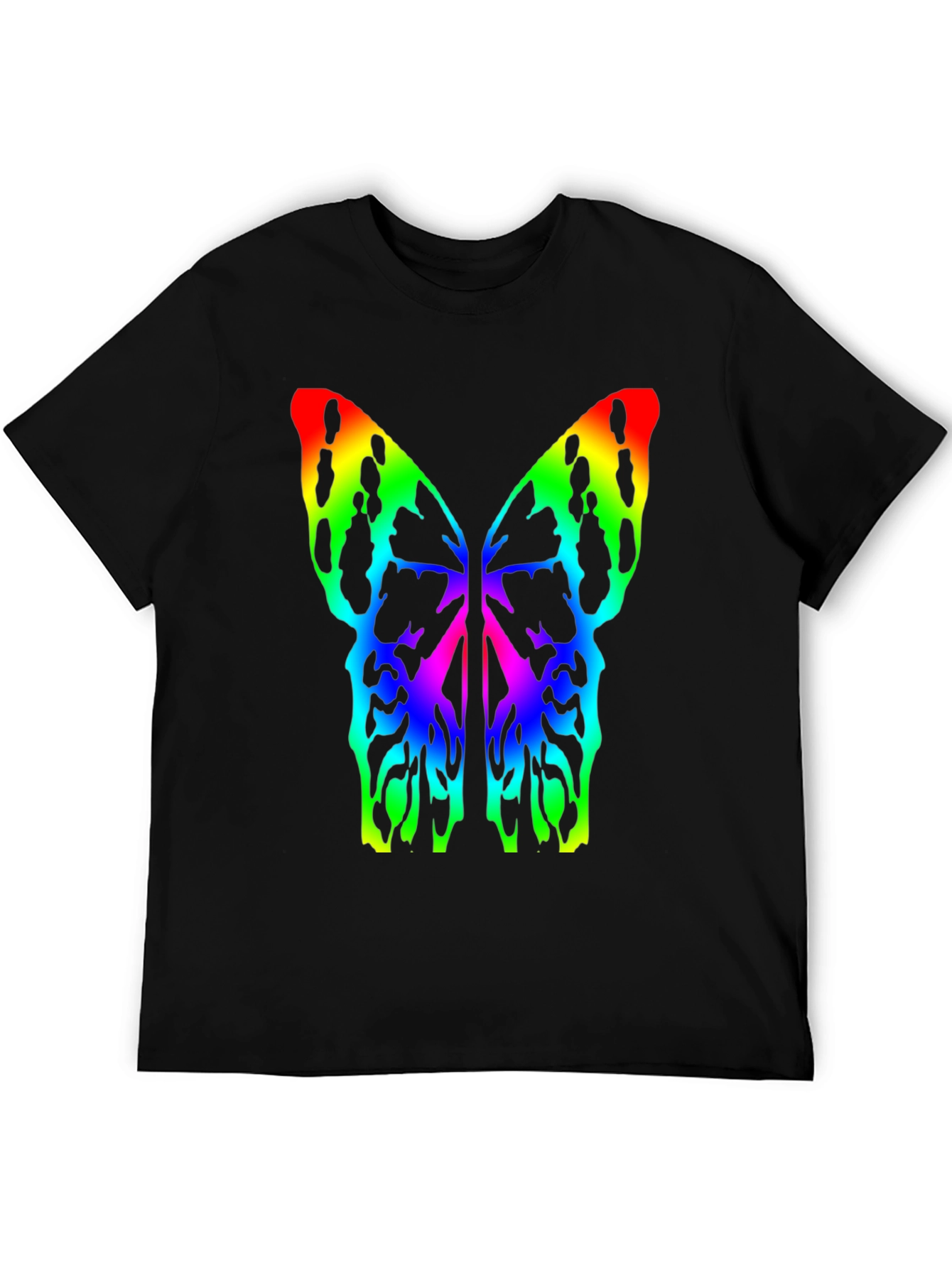 Rainbow Butterfly Wings Black T-Shirt
