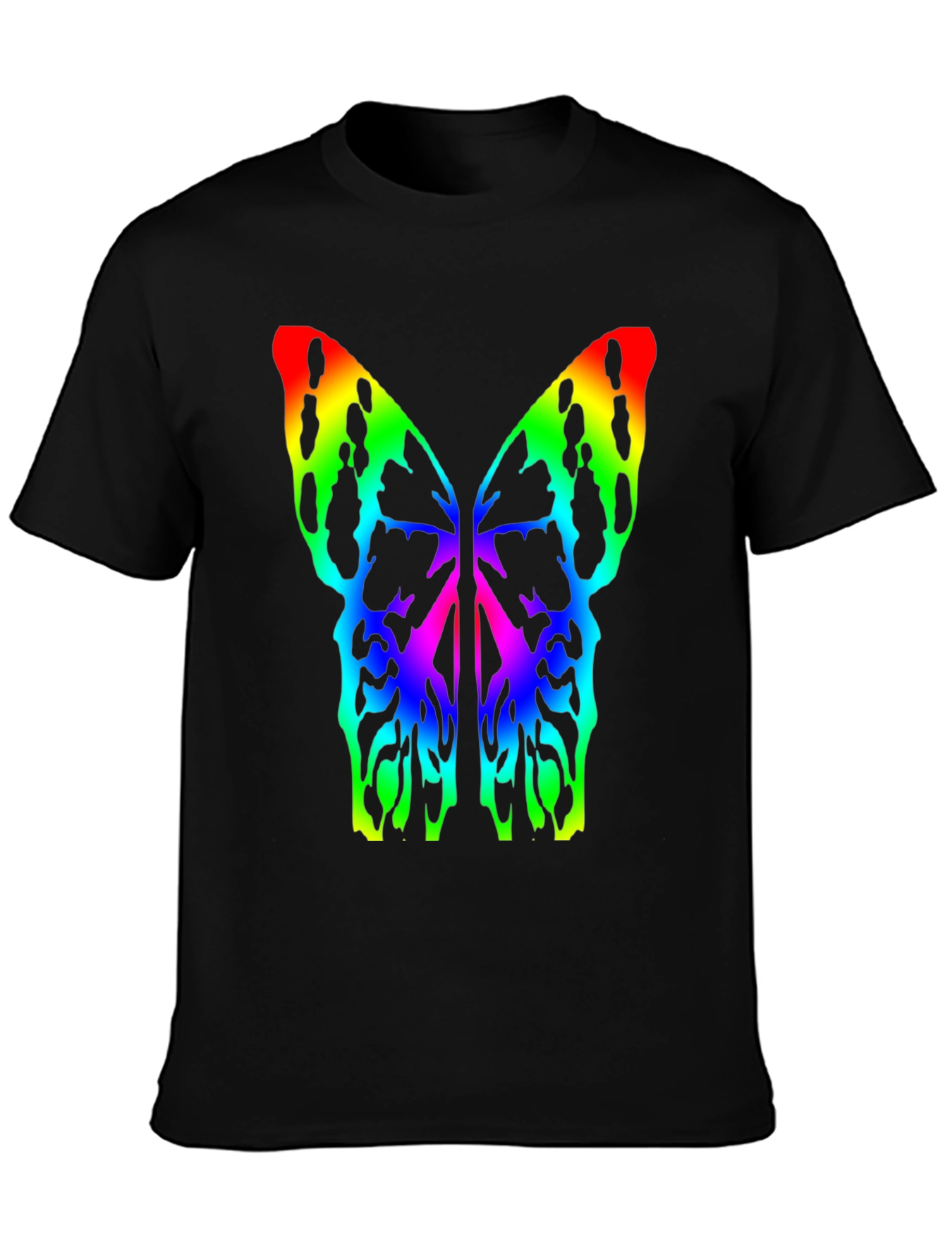 Rainbow Butterfly Wings Black T-Shirt
