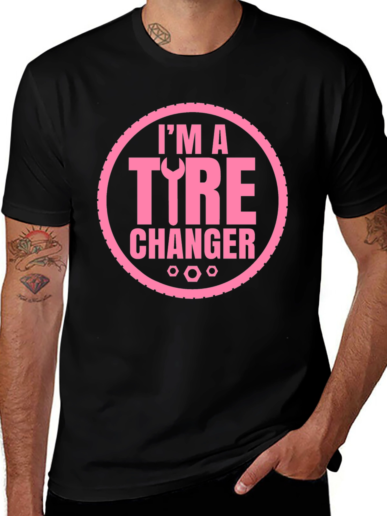 Im A Tire Changer Graphic Tee - Pink Print