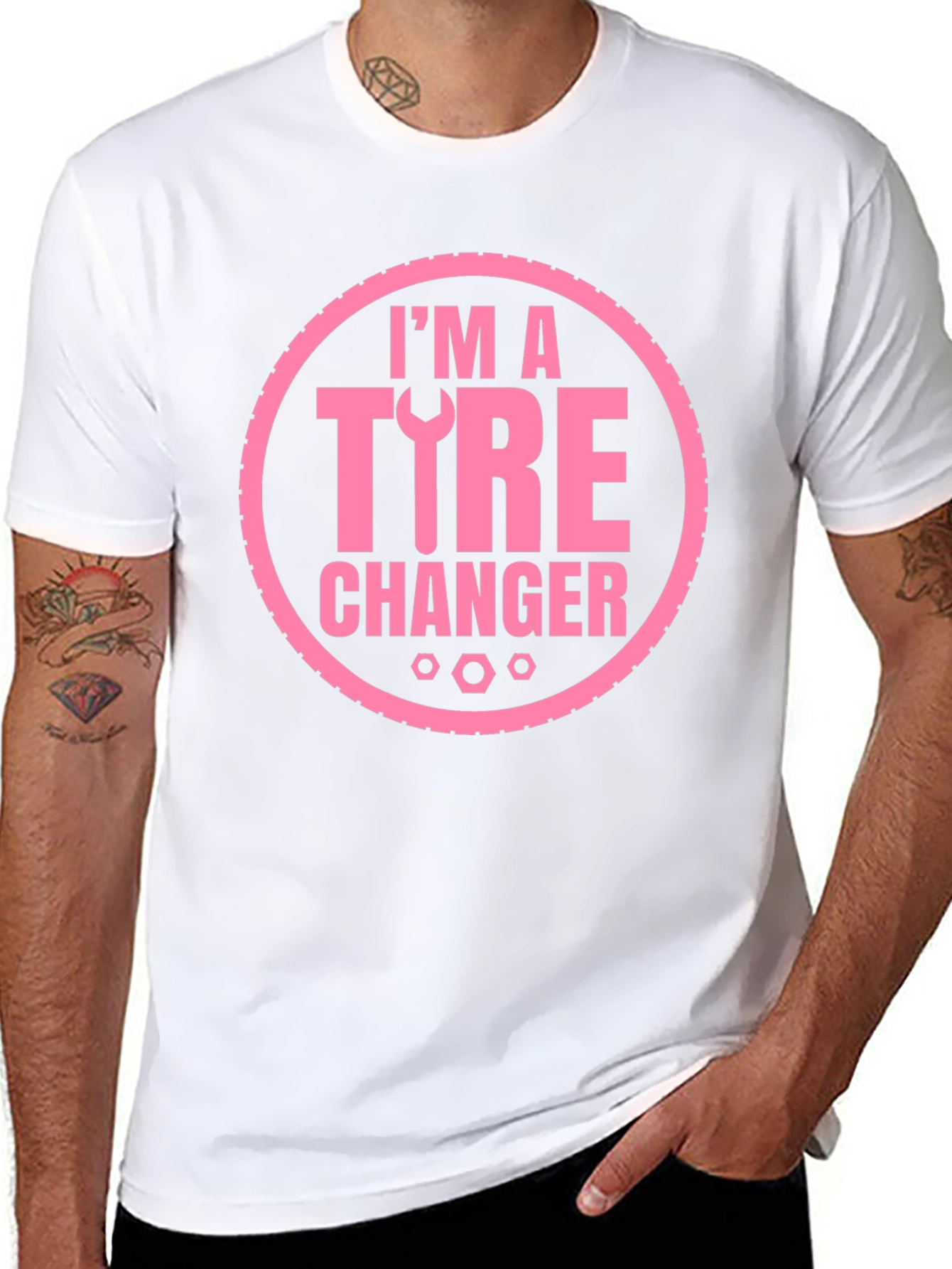Im A Tire Changer Graphic Tee - Pink Print