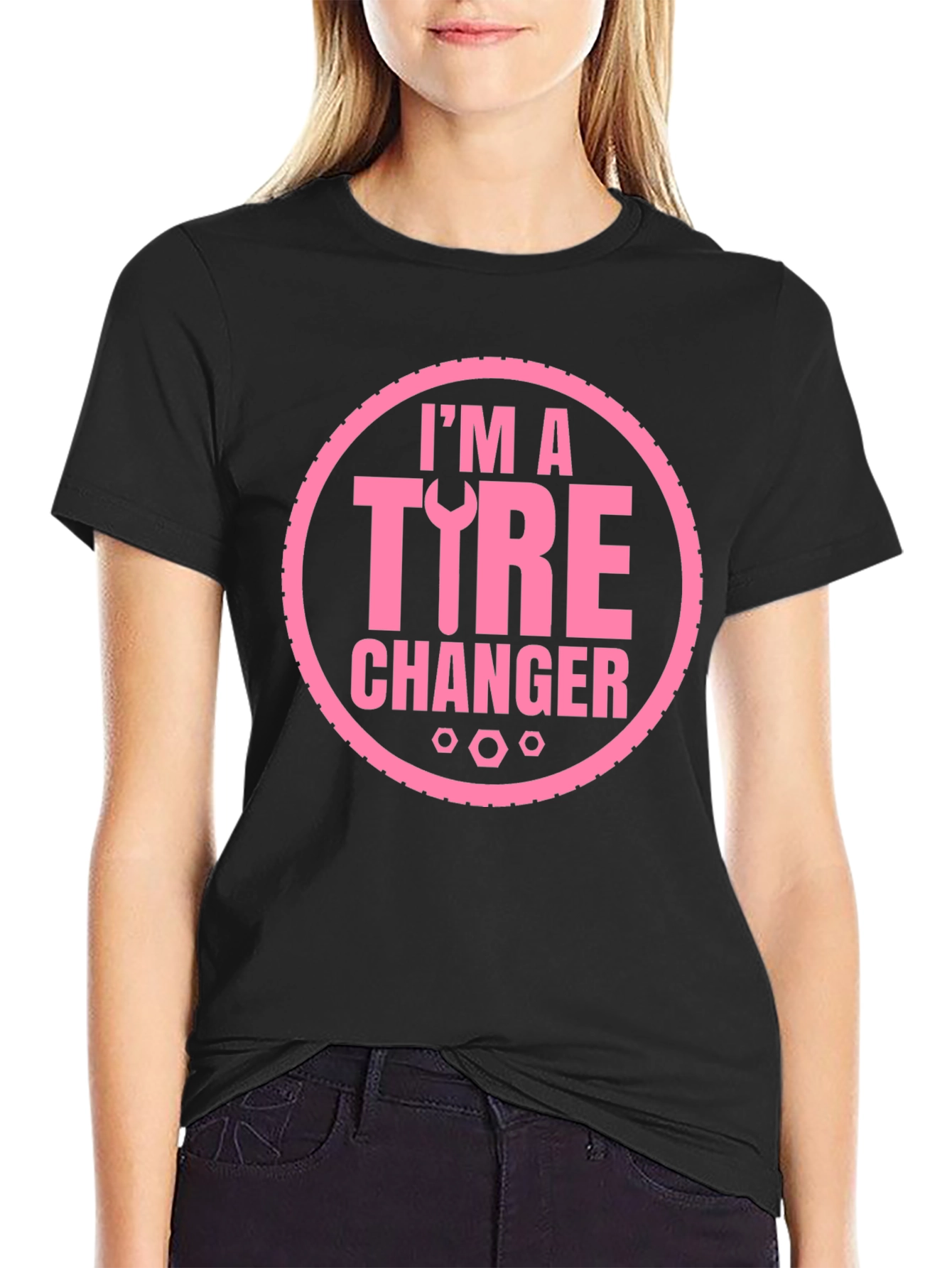 Im A Tire Changer Graphic Tee - Pink Print