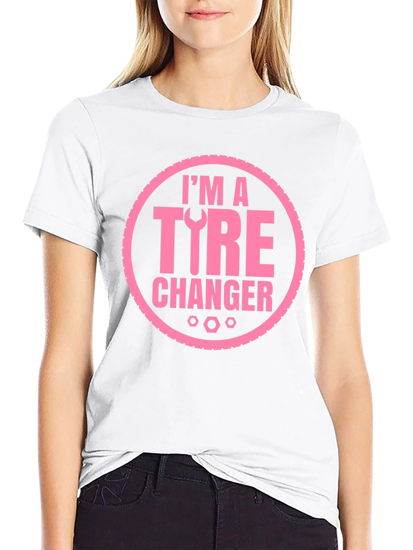 Im A Tire Changer Graphic Tee - Pink Print