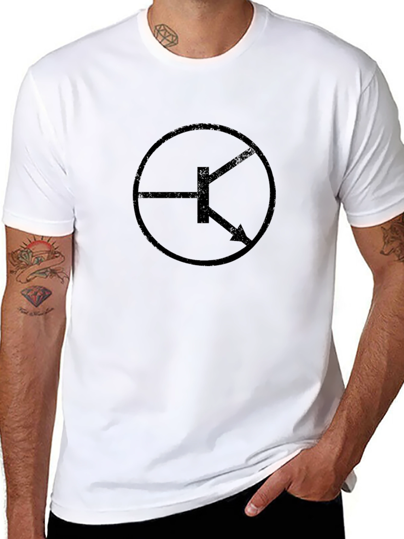NPN Transistor Black T-Shirt - Circuit Symbol Tee