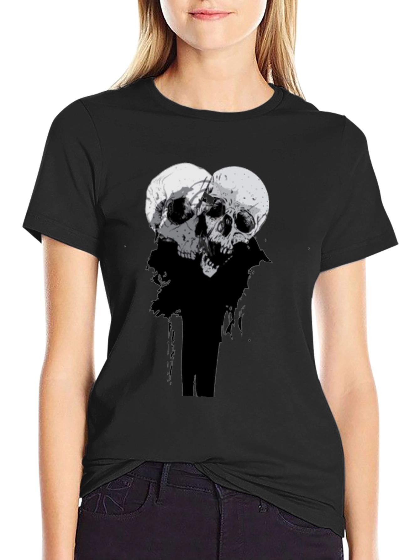 Skull Duo Graphic Tee - Mens Black T-Shirt