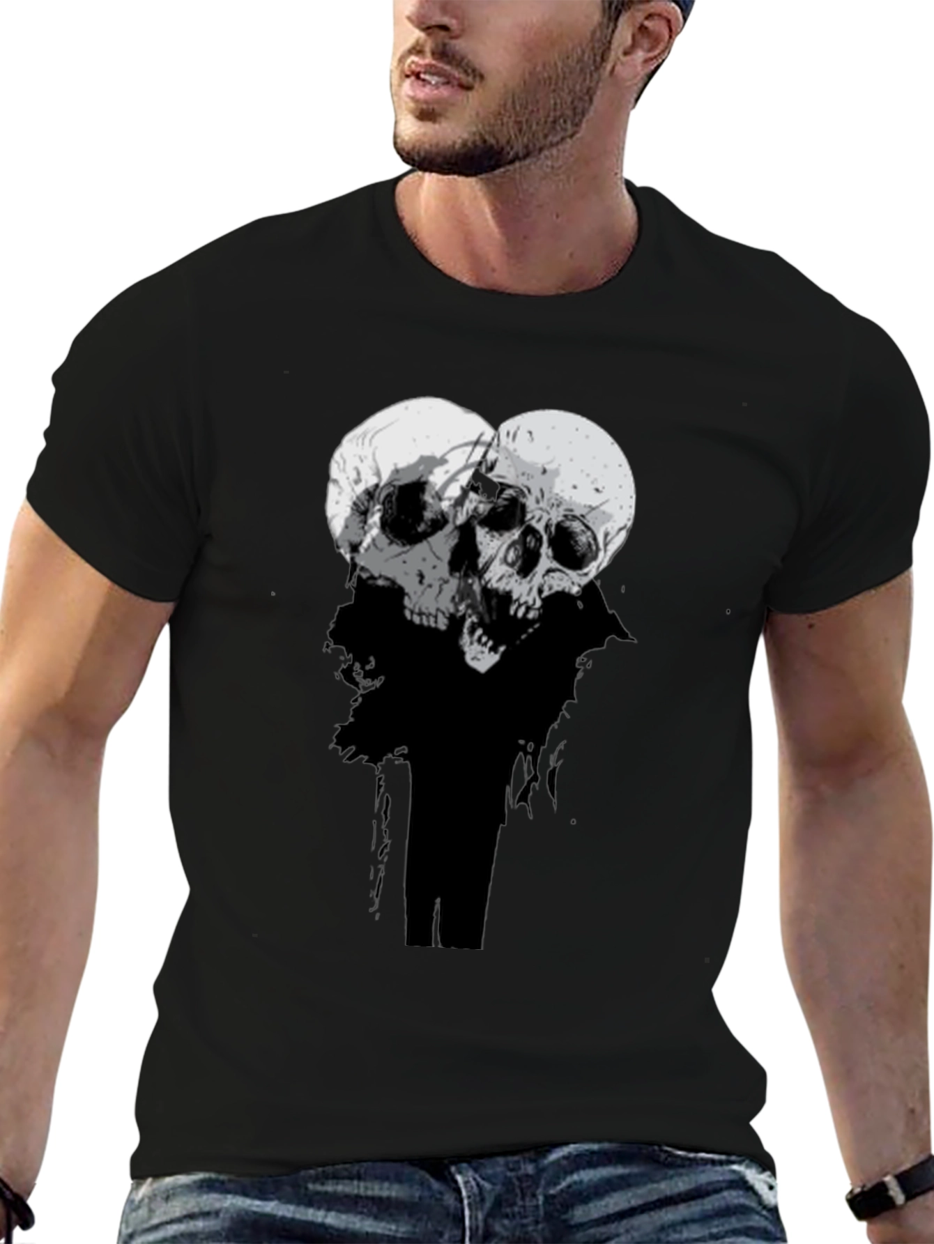 Skull Duo Graphic Tee - Mens Black T-Shirt