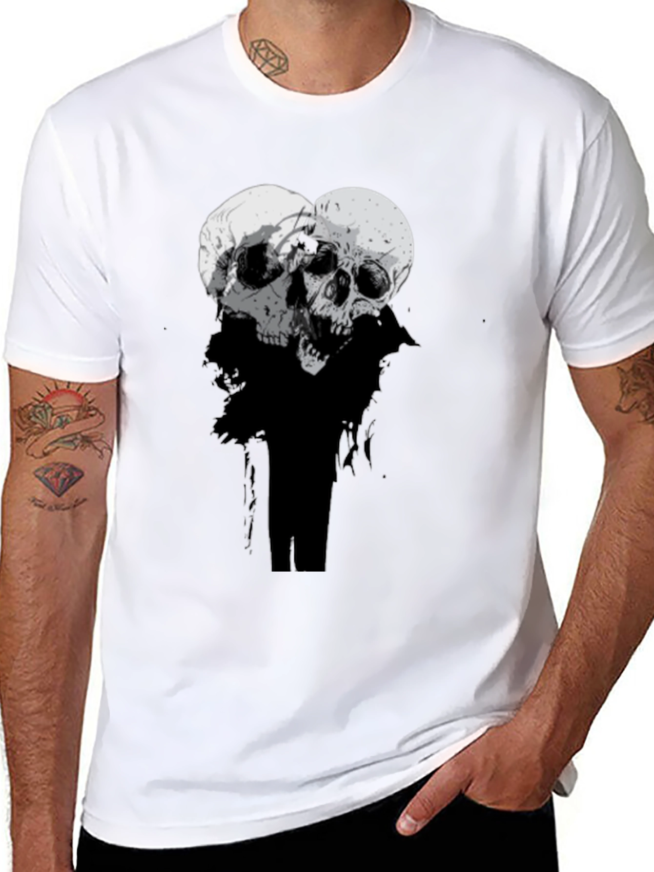 Skull Duo Graphic Tee - Mens Black T-Shirt