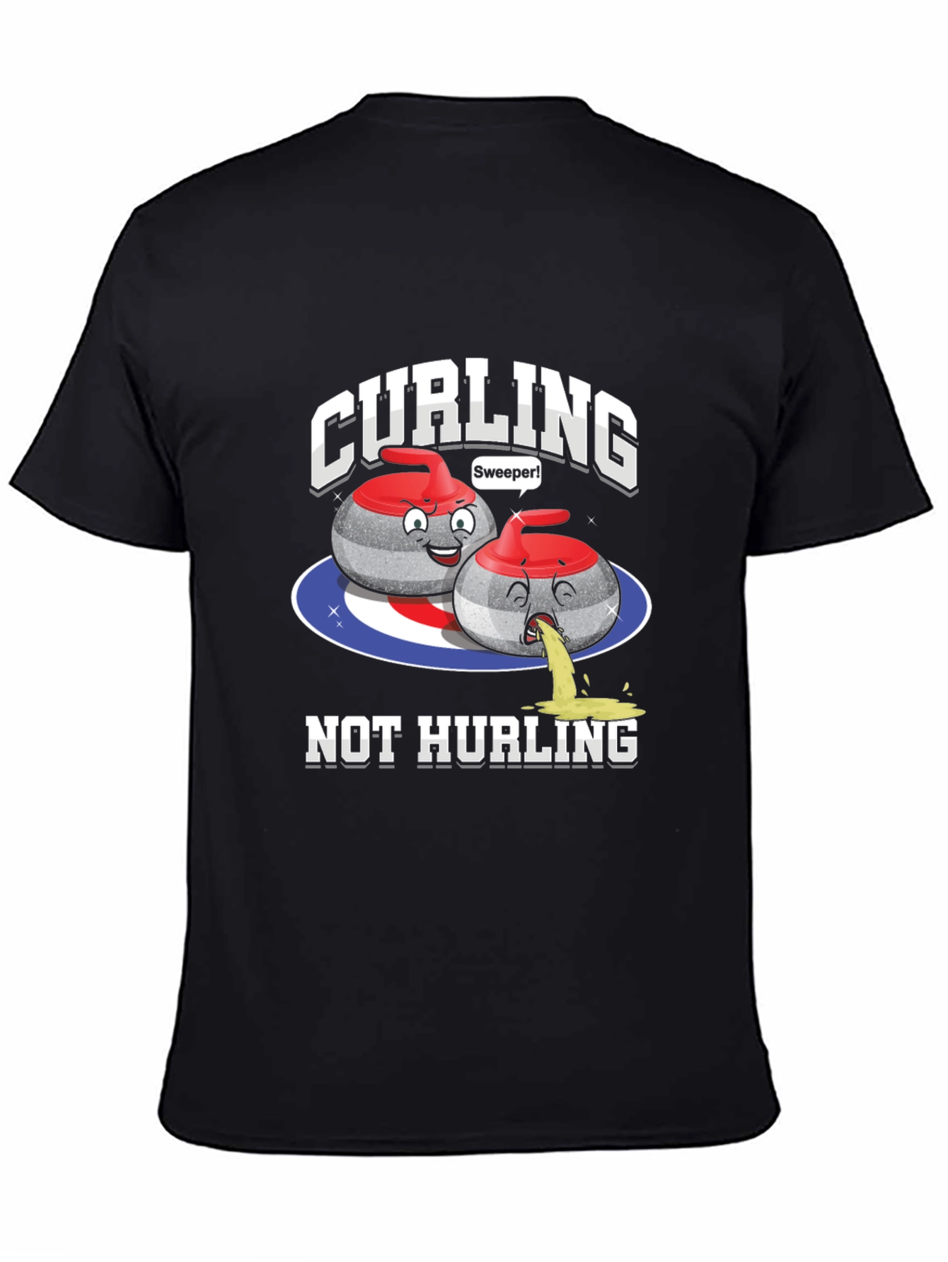 Funny Curling T-Shirt - Not Hurling Cartoon Tee