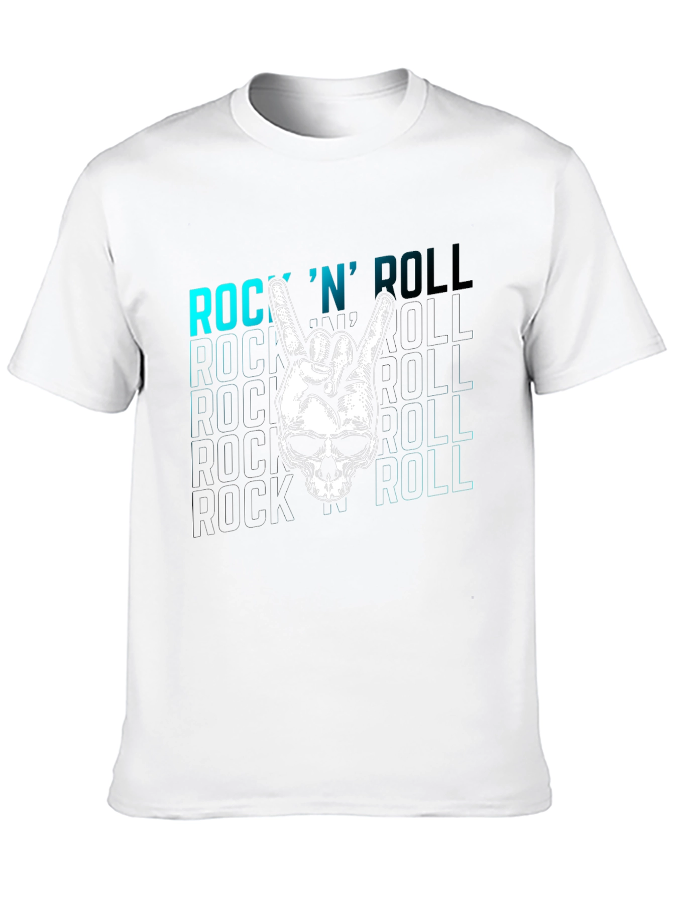 Rock N Roll Skull Graphic Tee - Black