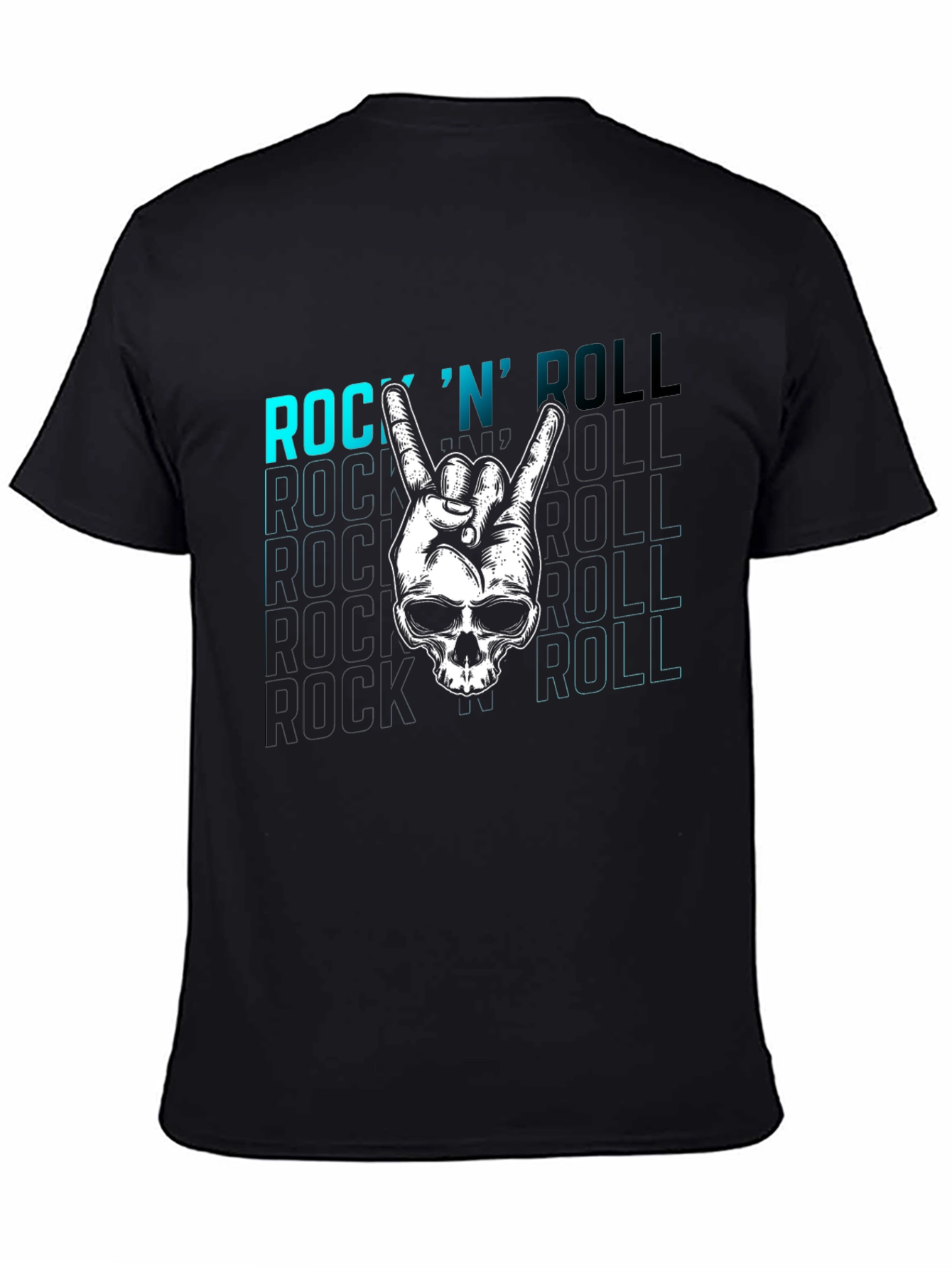 Rock N Roll Skull Graphic Tee - Black