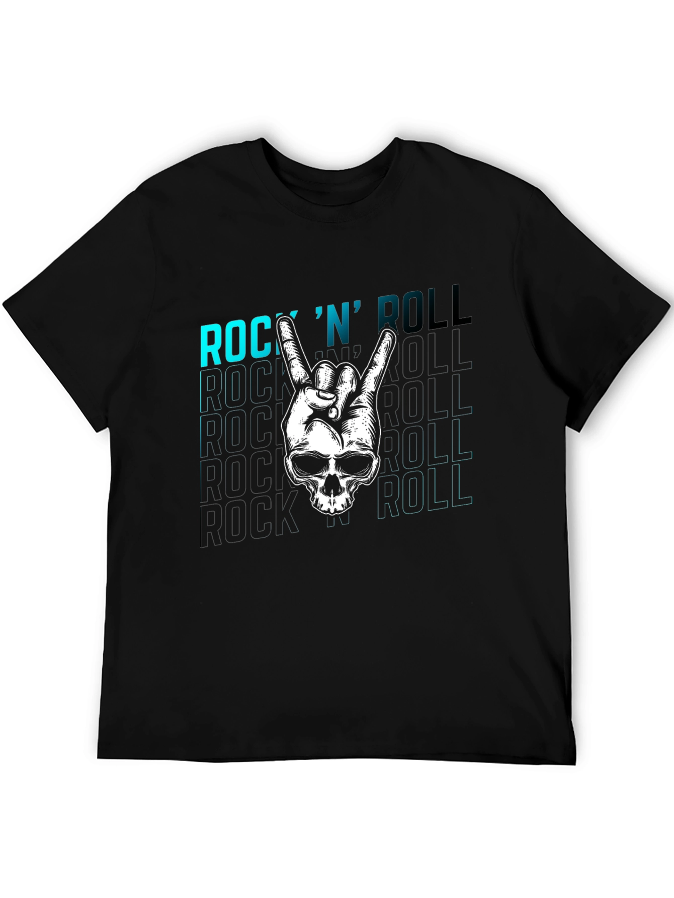 Rock N Roll Skull Graphic Tee - Black