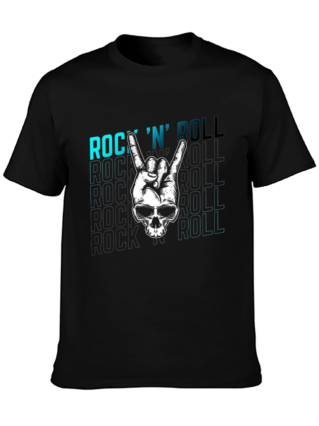Rock N Roll Skull Graphic Tee - Black