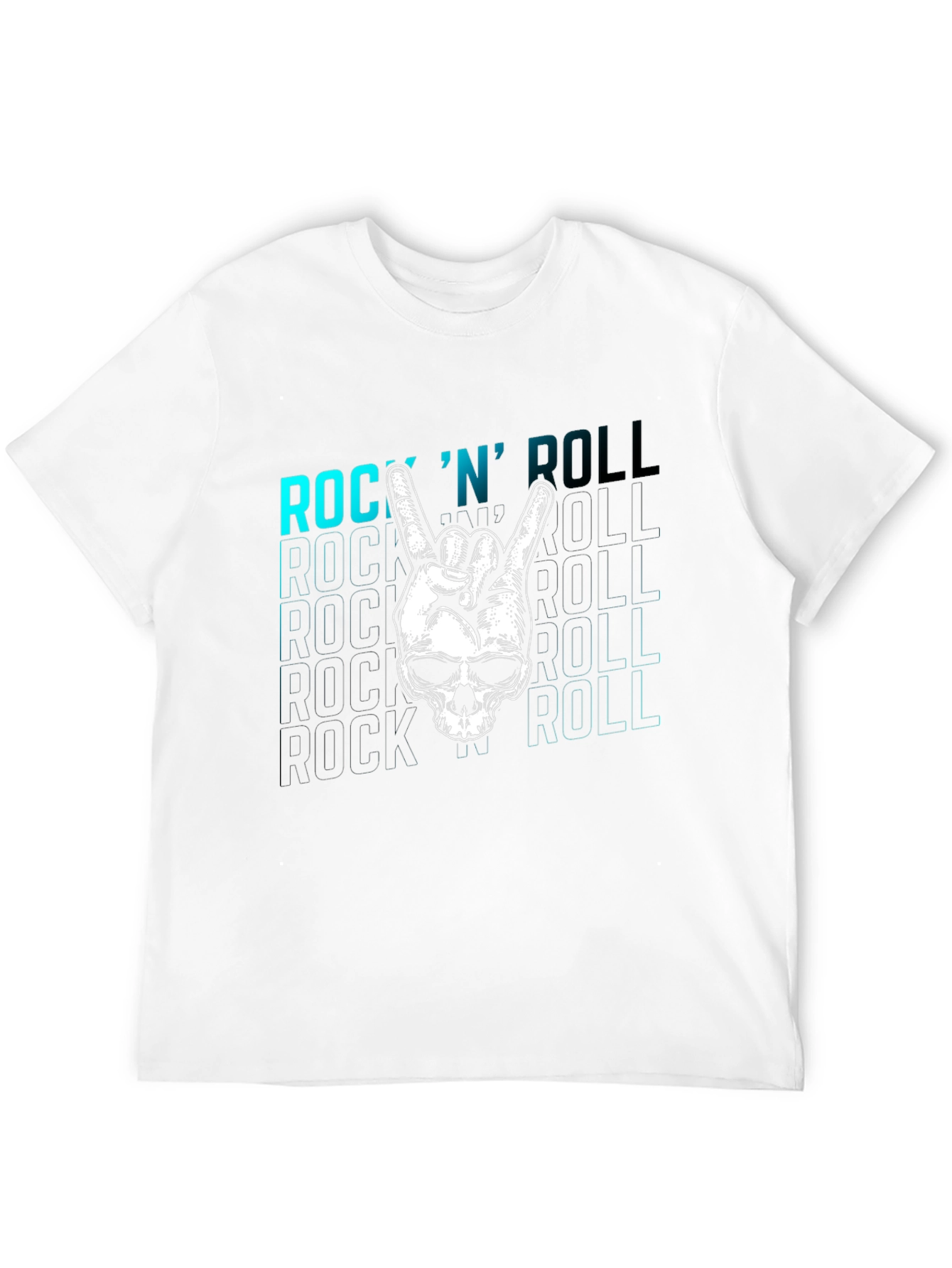 Rock N Roll Skull Graphic Tee - Black
