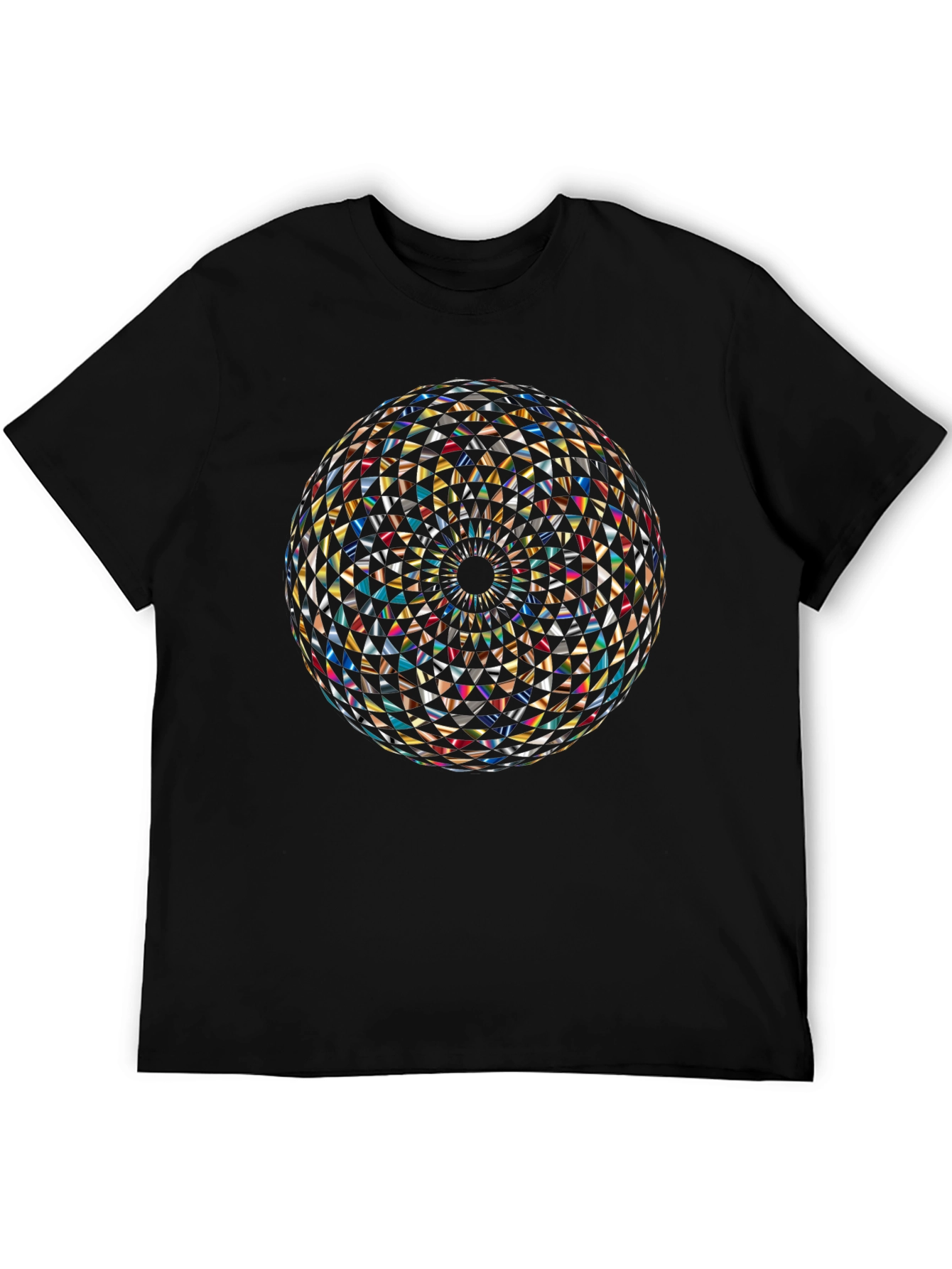 Geometric Mandala Print Black T-Shirt