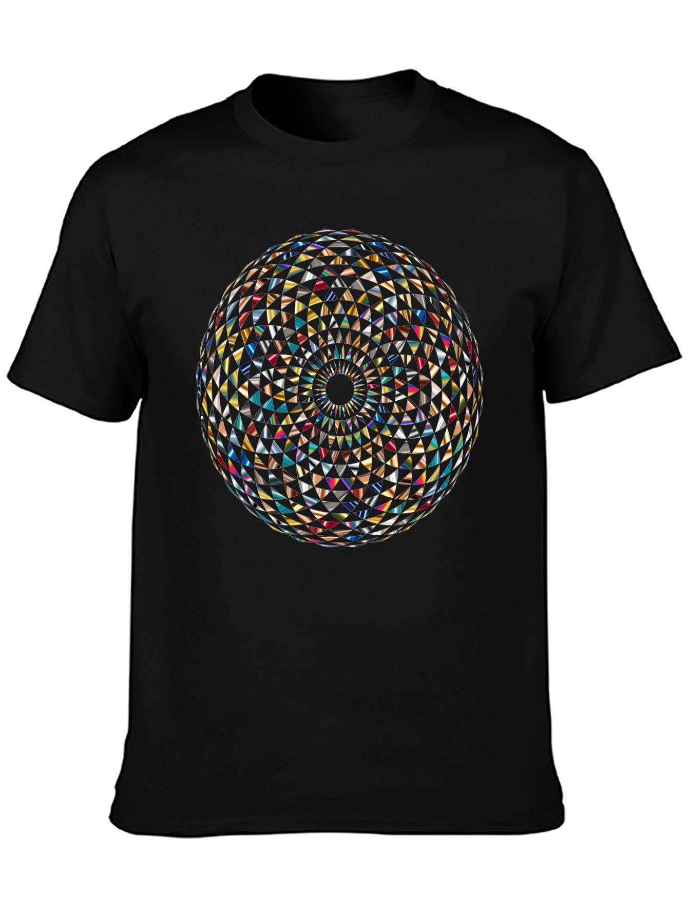 Geometric Mandala Print Black T-Shirt