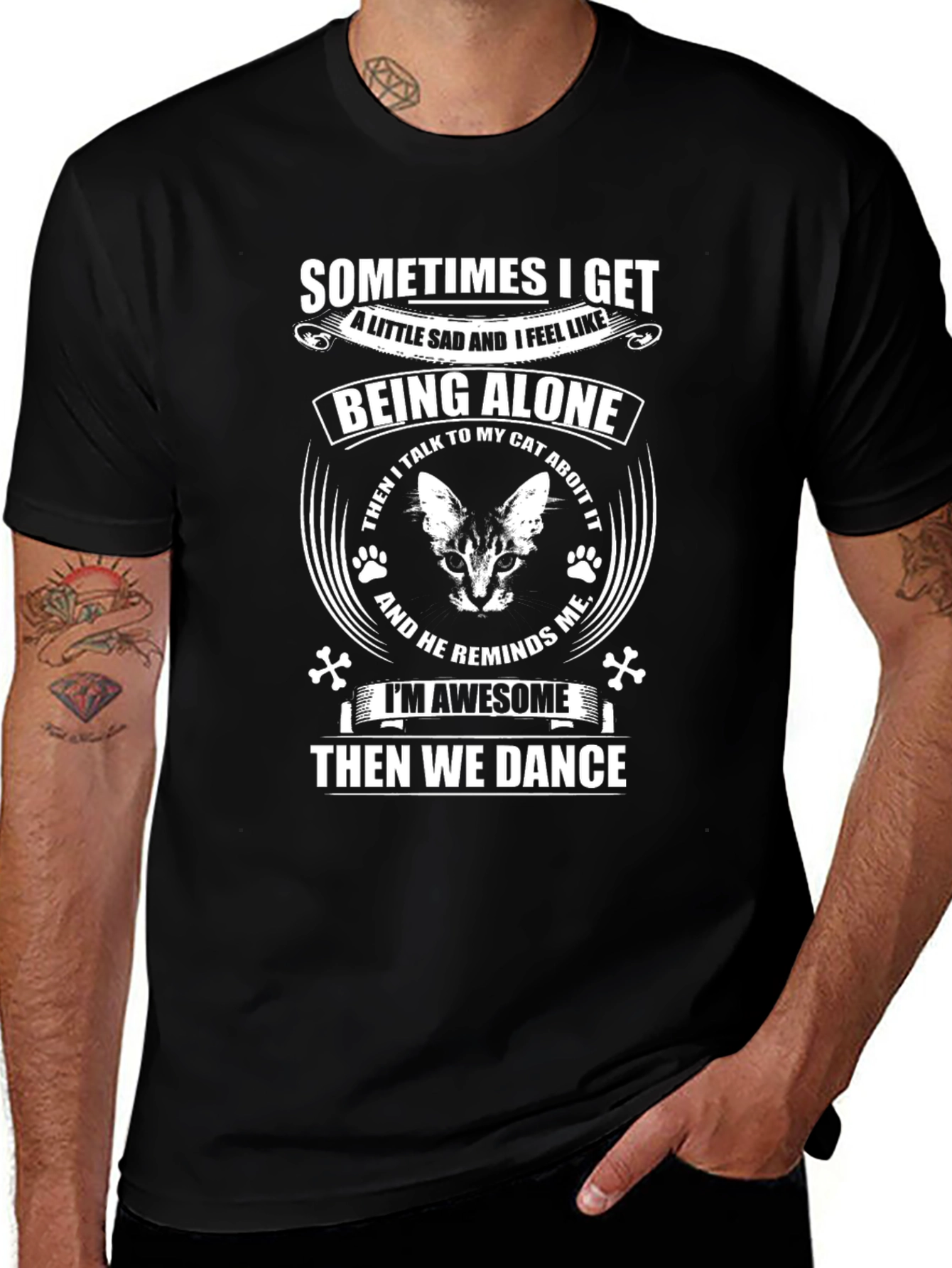 Cat Lover Graphic T-Shirt - Alone But Awesome
