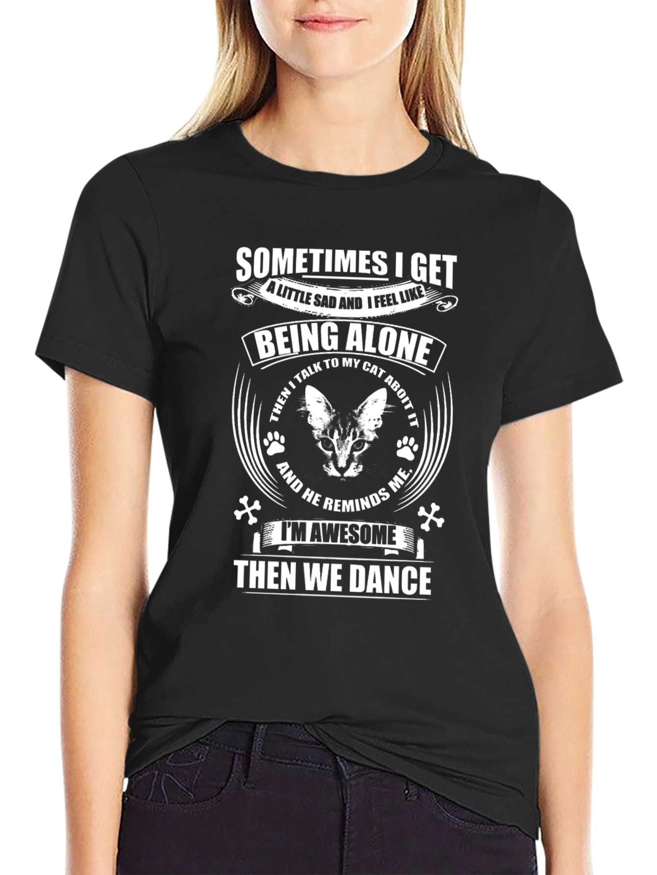 Cat Lover Graphic T-Shirt - Alone But Awesome