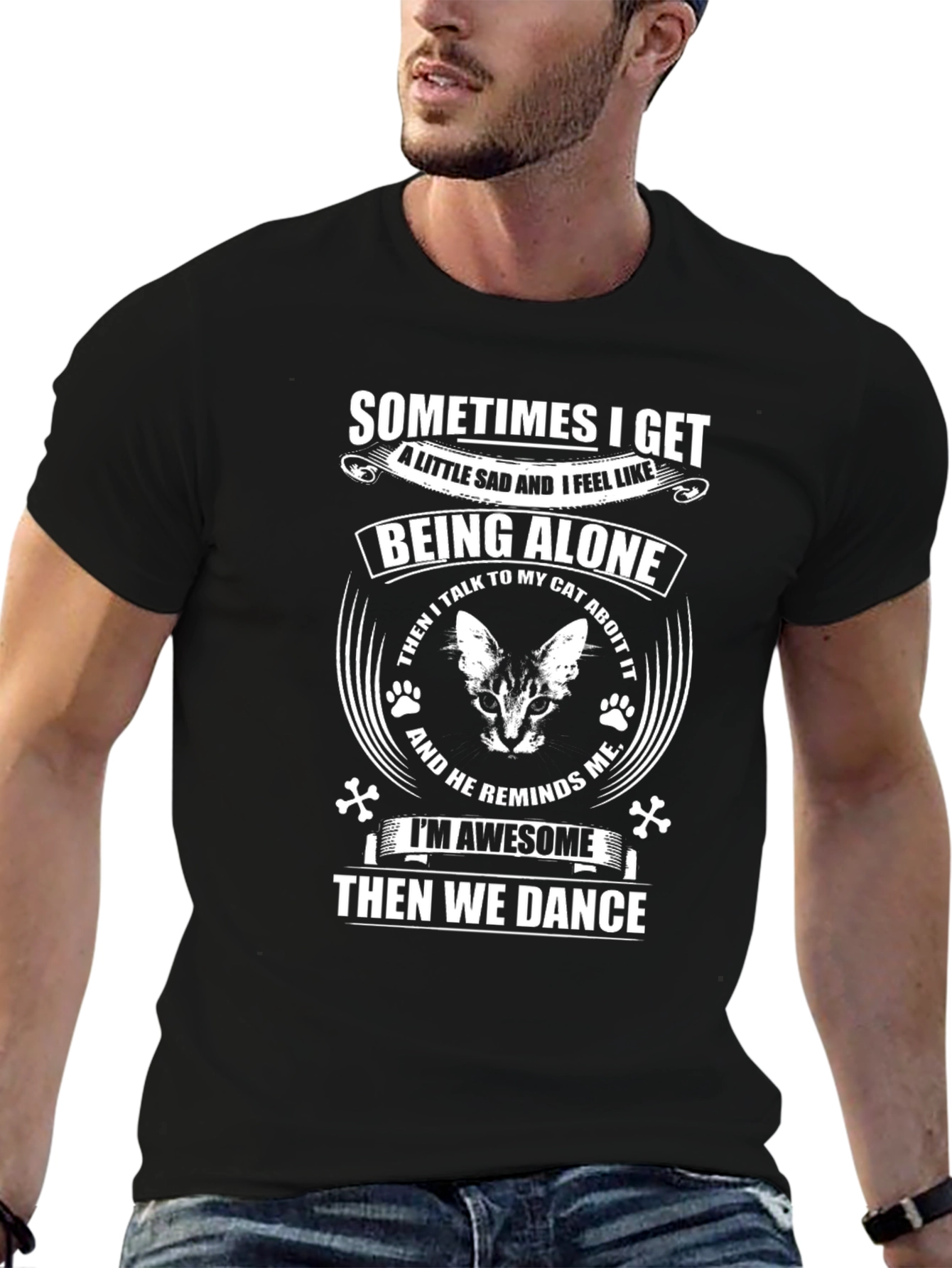 Cat Lover Graphic T-Shirt - Alone But Awesome