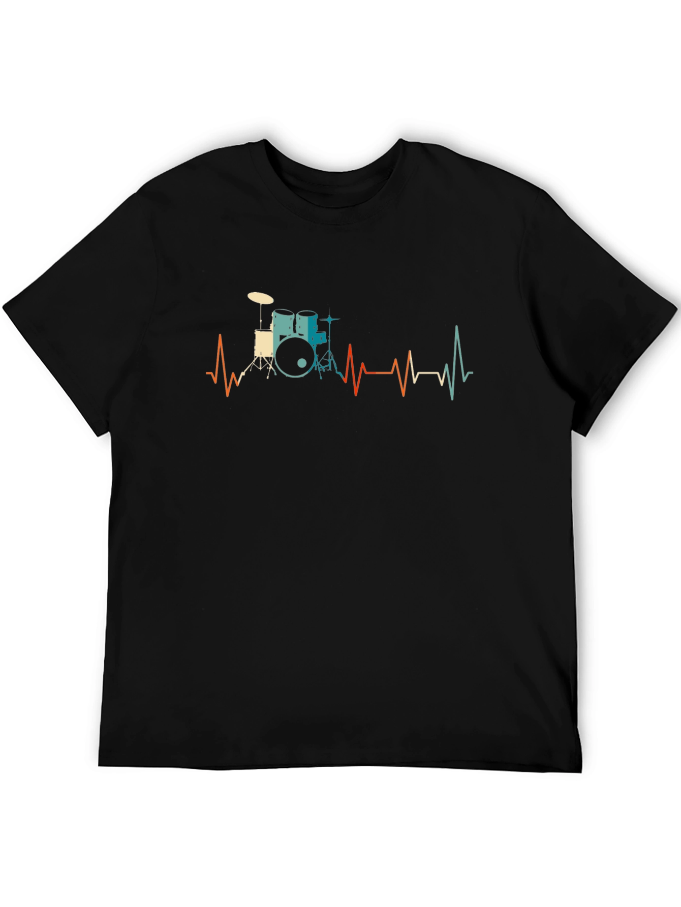 Drum Kit Heartbeat Graphic Tee - Musician Style