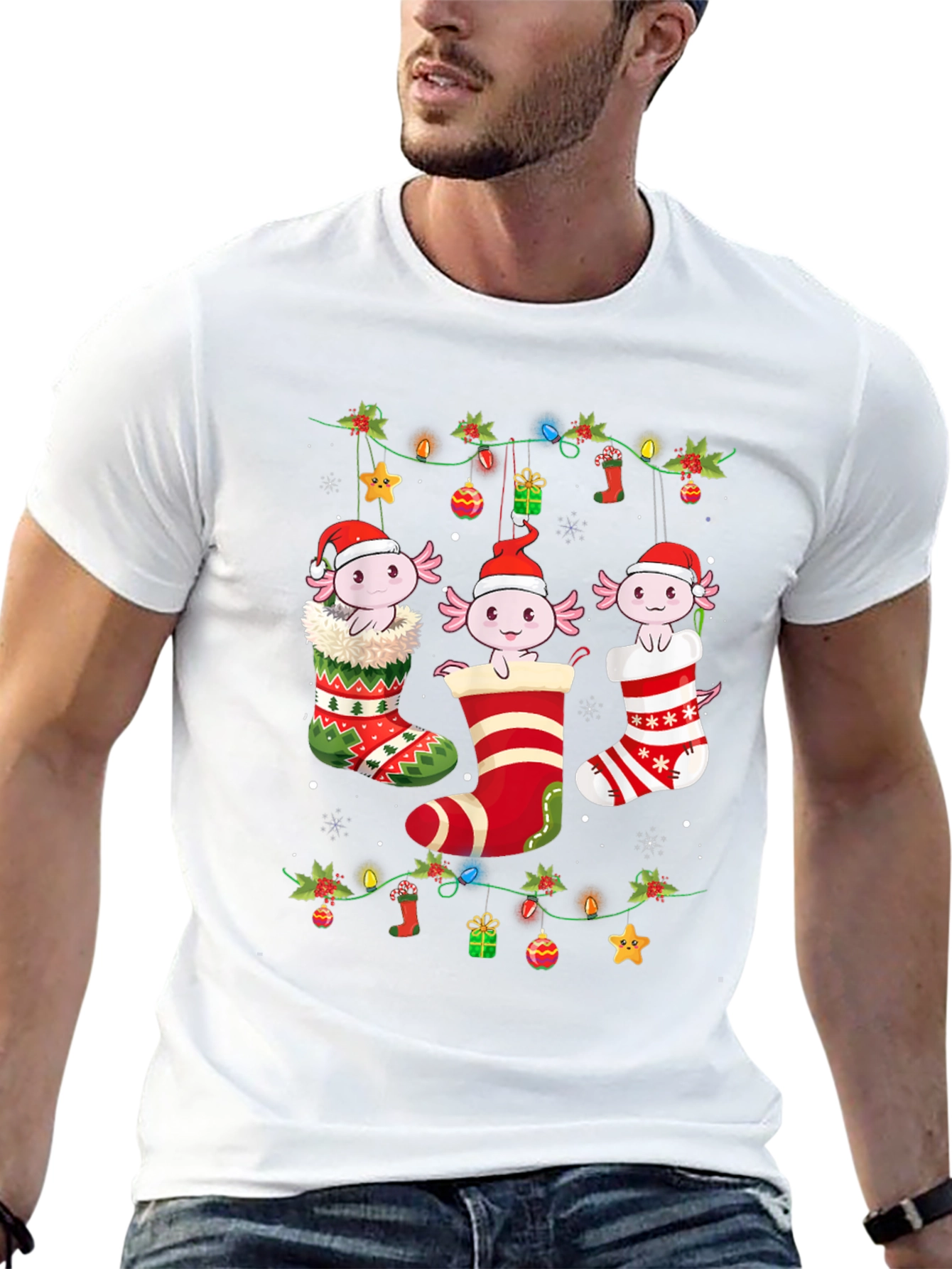 Christmas Axolotl Stocking T-Shirt