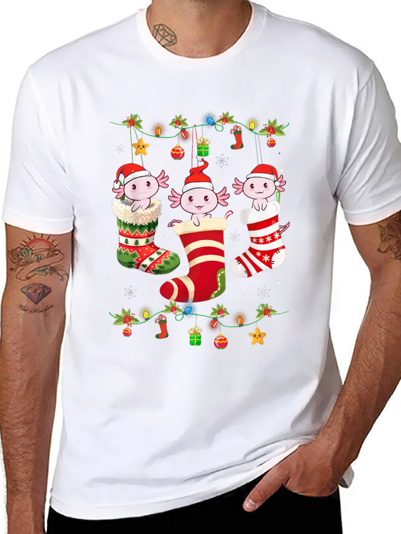 Christmas Axolotl Stocking T-Shirt