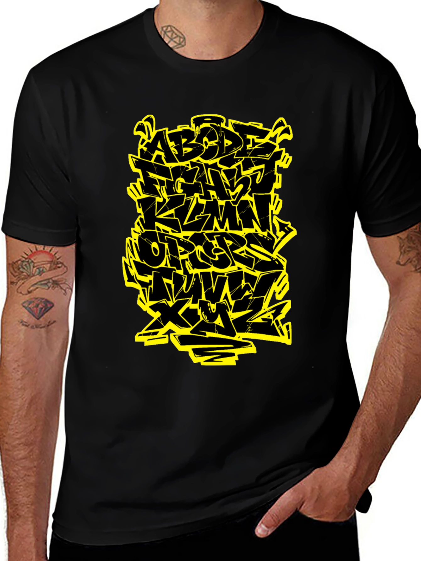 Graffiti Alphabet Black T-Shirt
